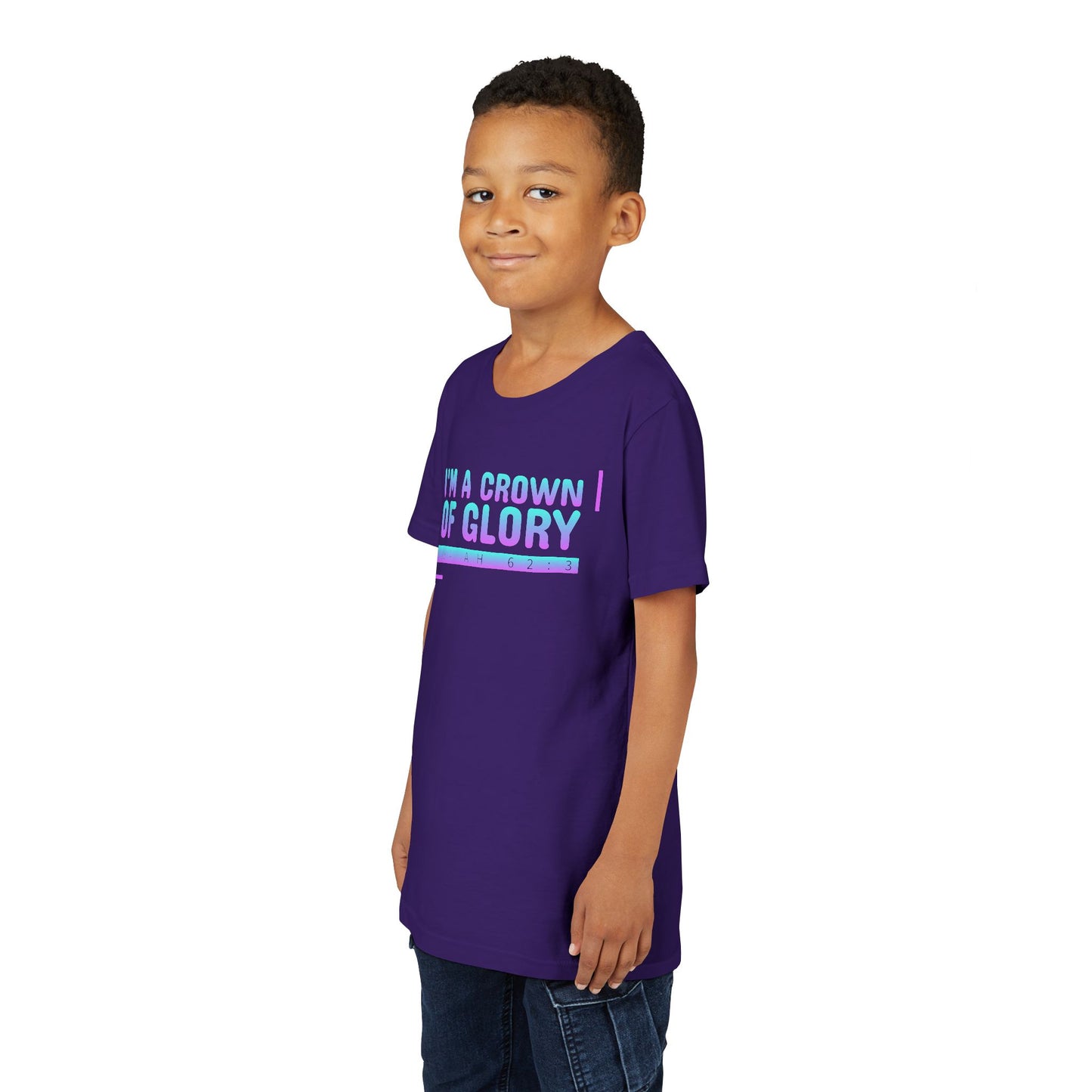 Inspirational Youth Short Sleeve Tee - "I'm a Crown of Glory" - Isaiah 62:3