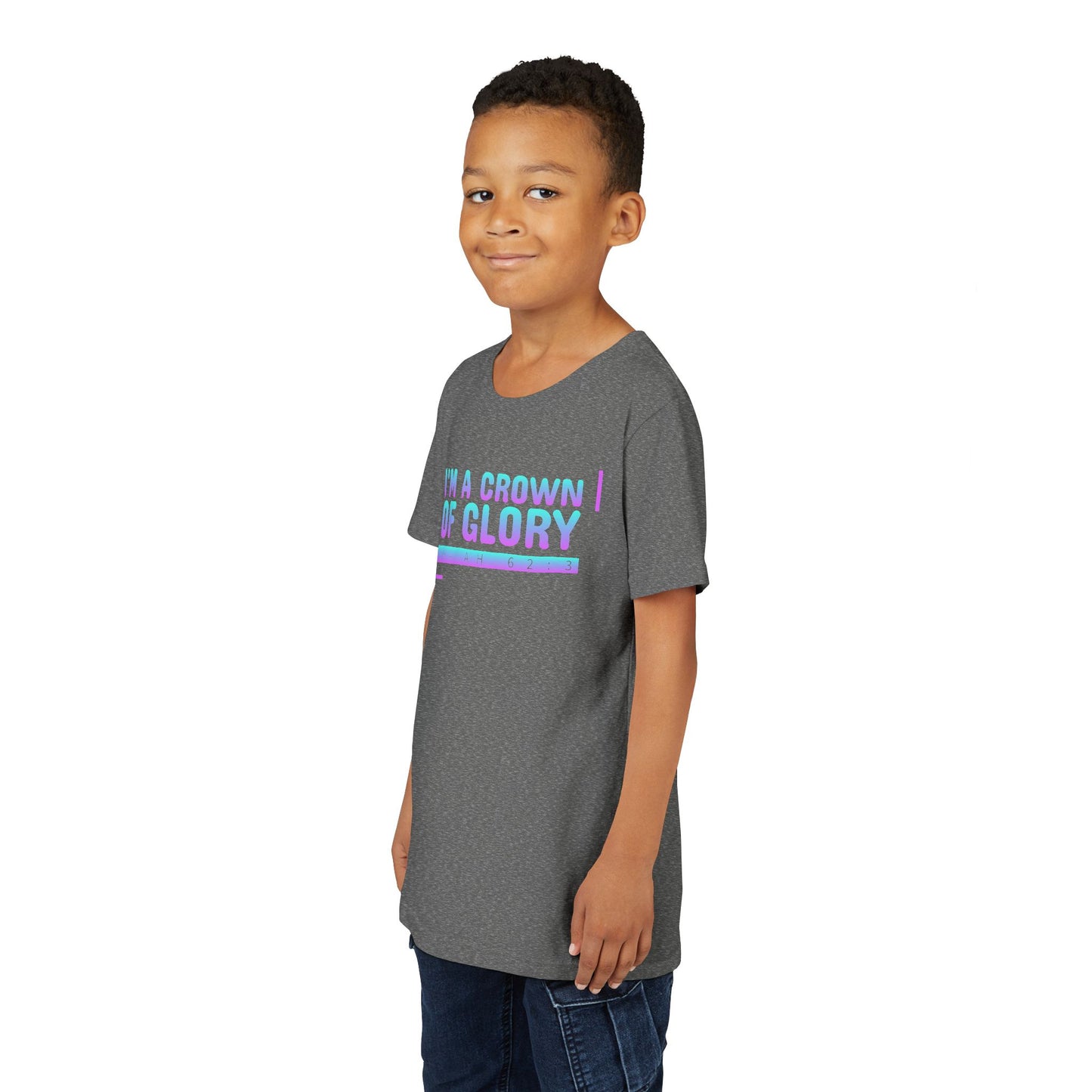 Inspirational Youth Short Sleeve Tee - "I'm a Crown of Glory" - Isaiah 62:3