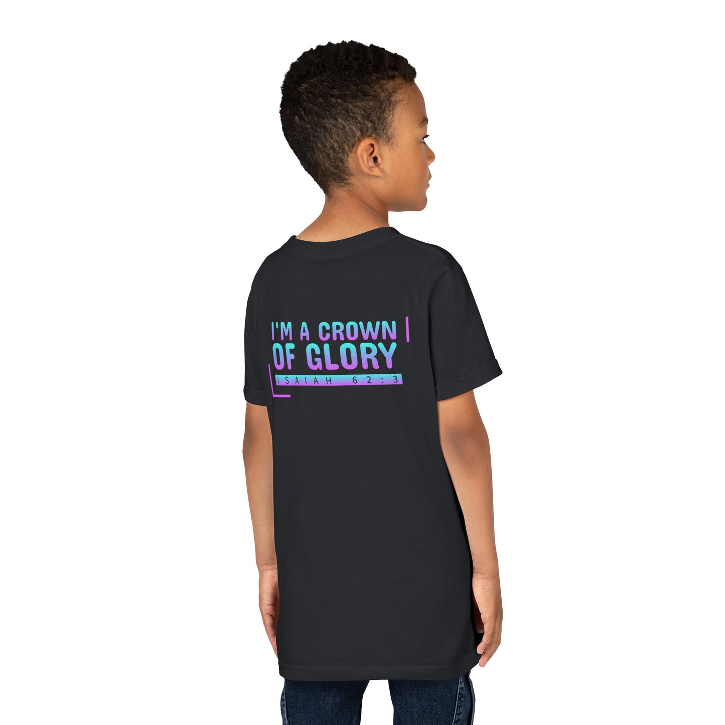 Inspirational Youth Short Sleeve Tee - "I'm a Crown of Glory" - Isaiah 62:3