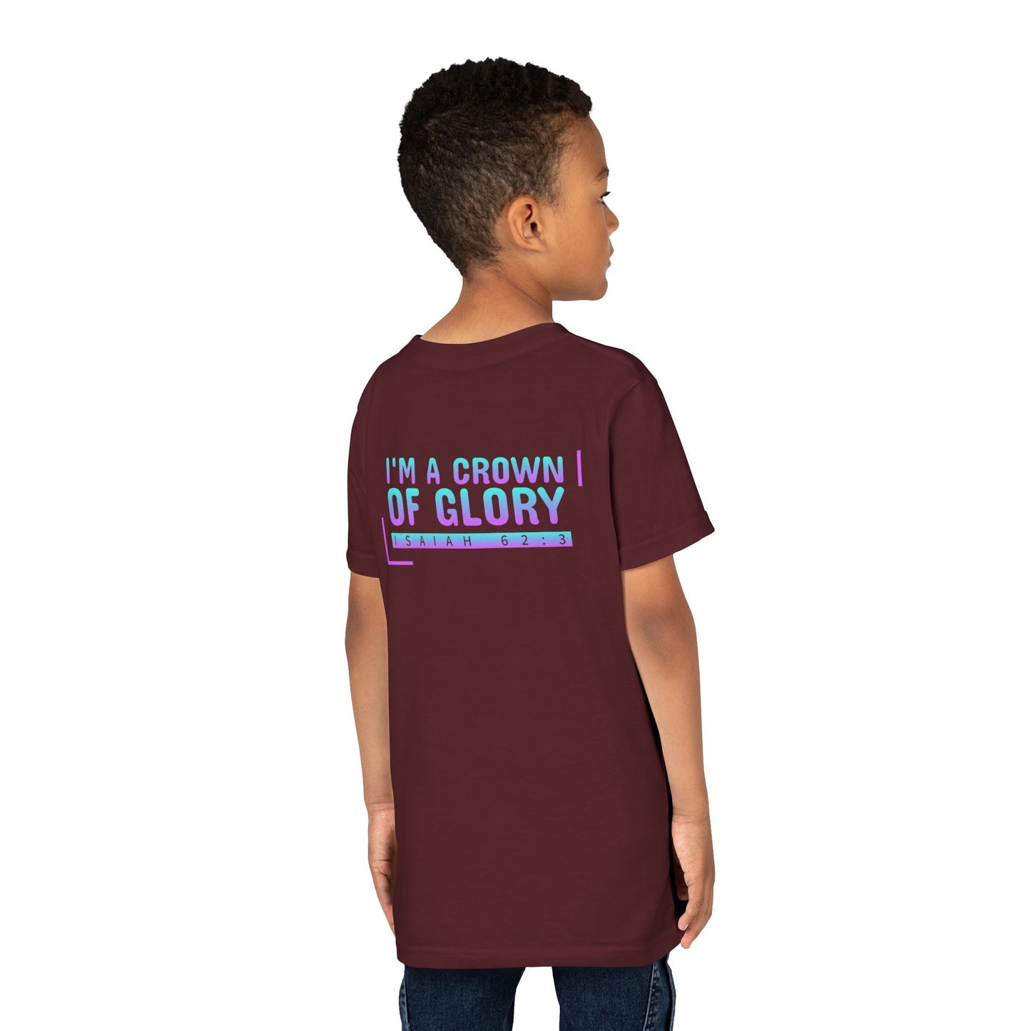 Inspirational Youth Short Sleeve Tee - "I'm a Crown of Glory" - Isaiah 62:3