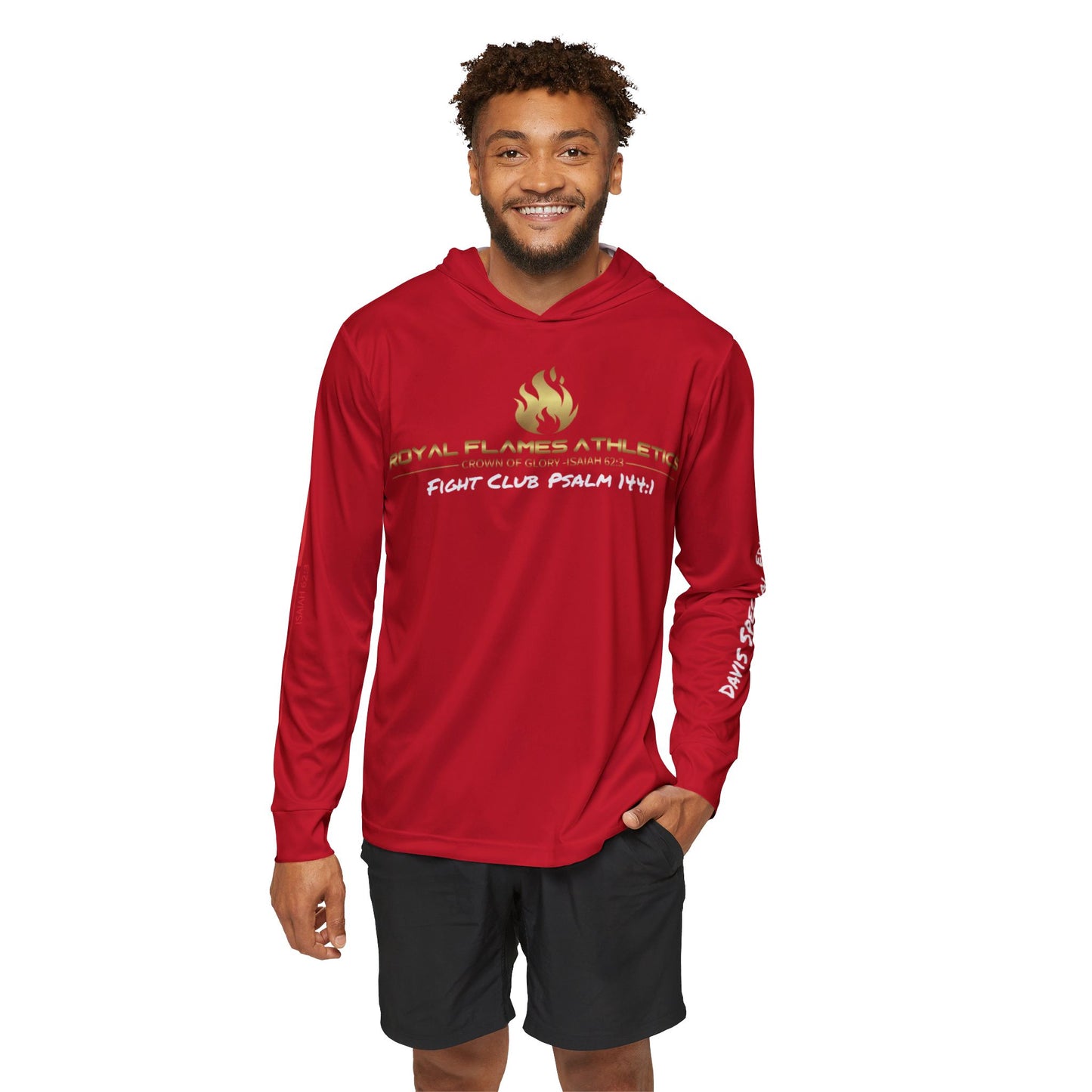 Red Royal Flames Athletics Fight Club Psalm 144:1 Combat Sports Warmup Hoodie - Davis Special Edition