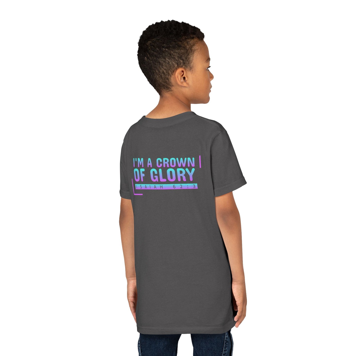 Inspirational Youth Short Sleeve Tee - "I'm a Crown of Glory" - Isaiah 62:3