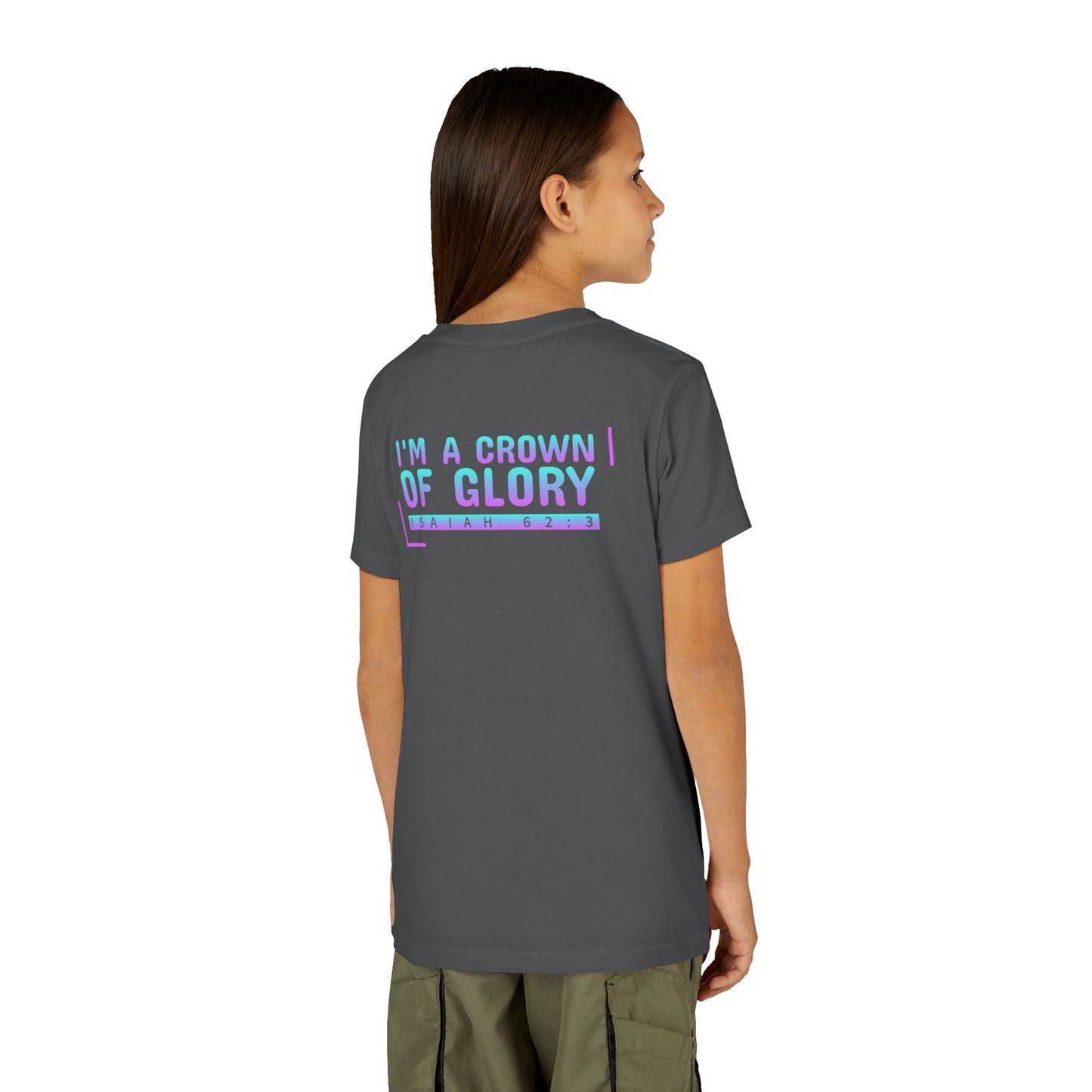 Inspirational Youth Short Sleeve Tee - "I'm a Crown of Glory" - Isaiah 62:3