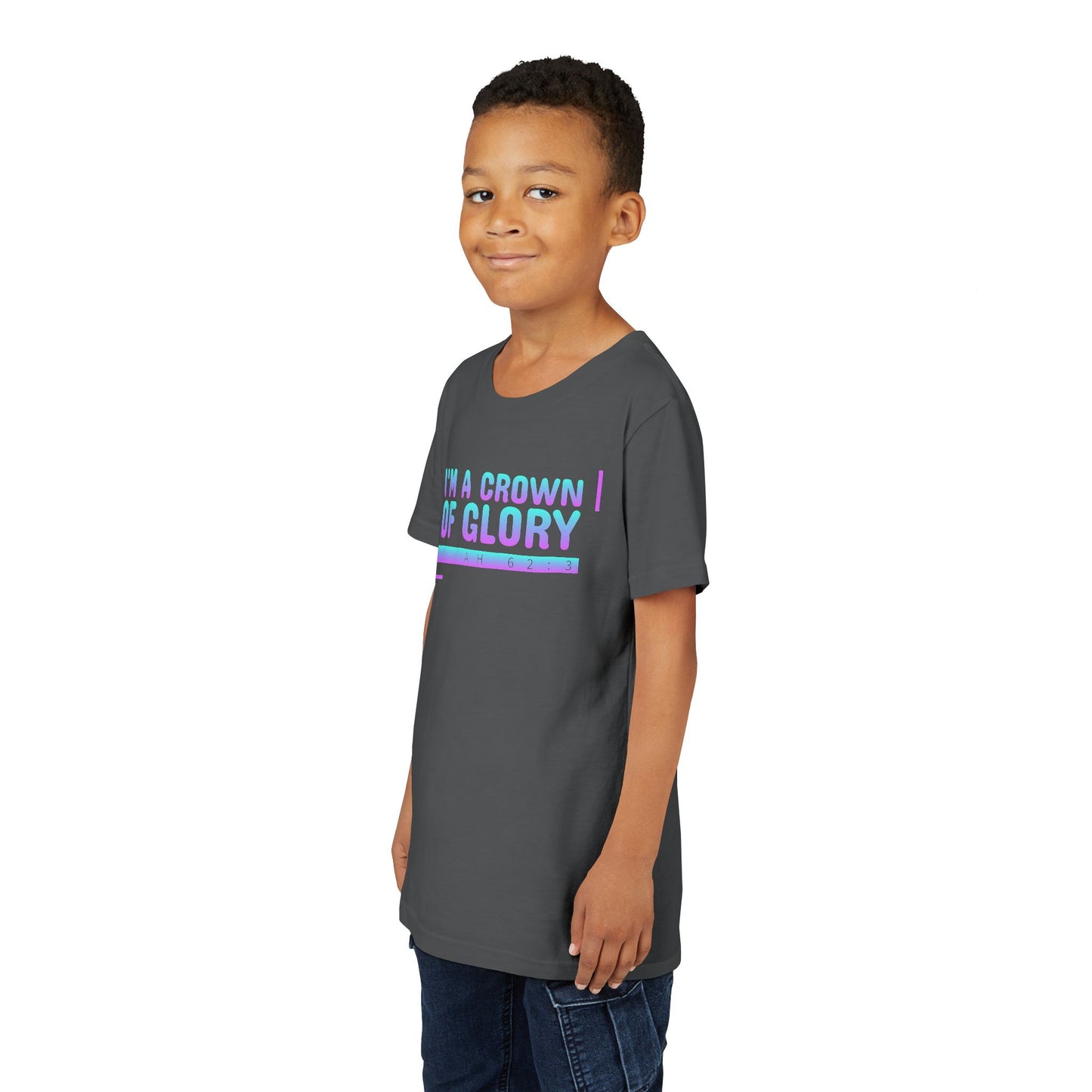 Inspirational Youth Short Sleeve Tee - "I'm a Crown of Glory" - Isaiah 62:3