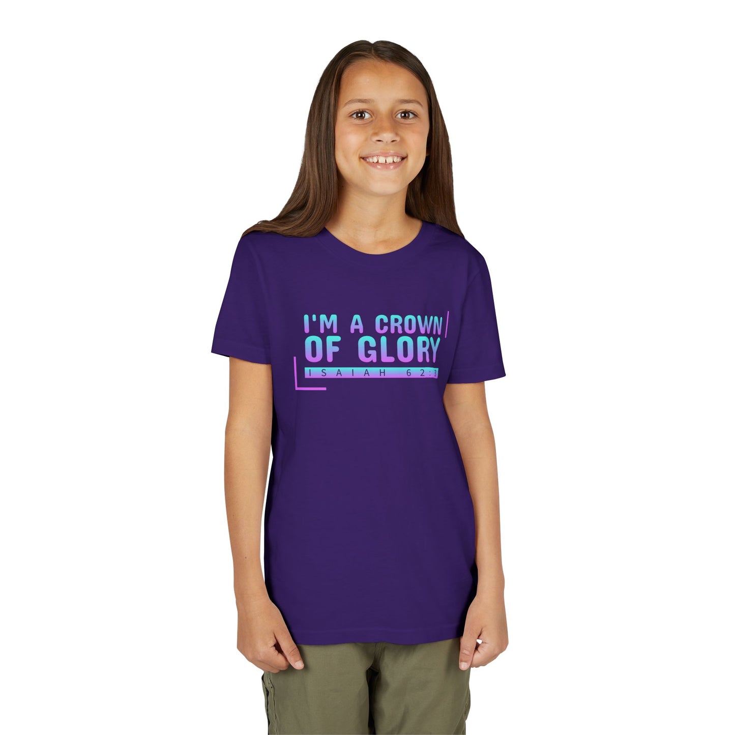 Inspirational Youth Short Sleeve Tee - "I'm a Crown of Glory" - Isaiah 62:3