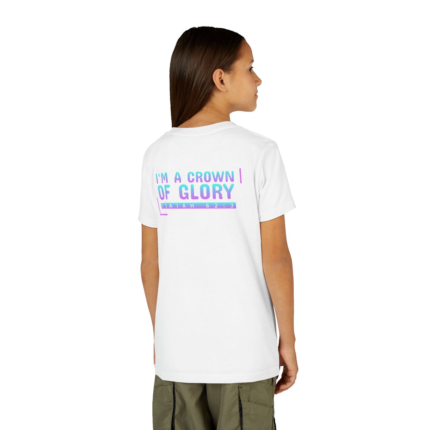 Inspirational Youth Short Sleeve Tee - "I'm a Crown of Glory" - Isaiah 62:3