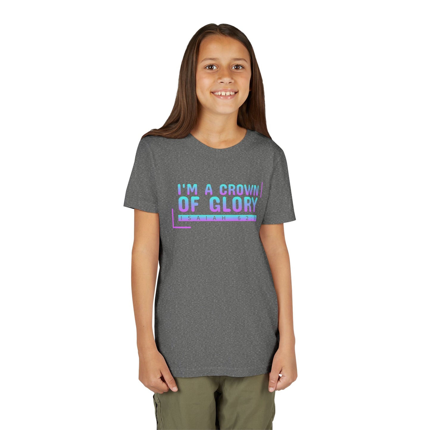 Inspirational Youth Short Sleeve Tee - "I'm a Crown of Glory" - Isaiah 62:3