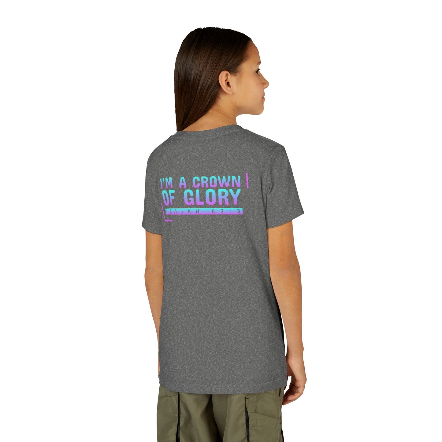 Inspirational Youth Short Sleeve Tee - "I'm a Crown of Glory" - Isaiah 62:3