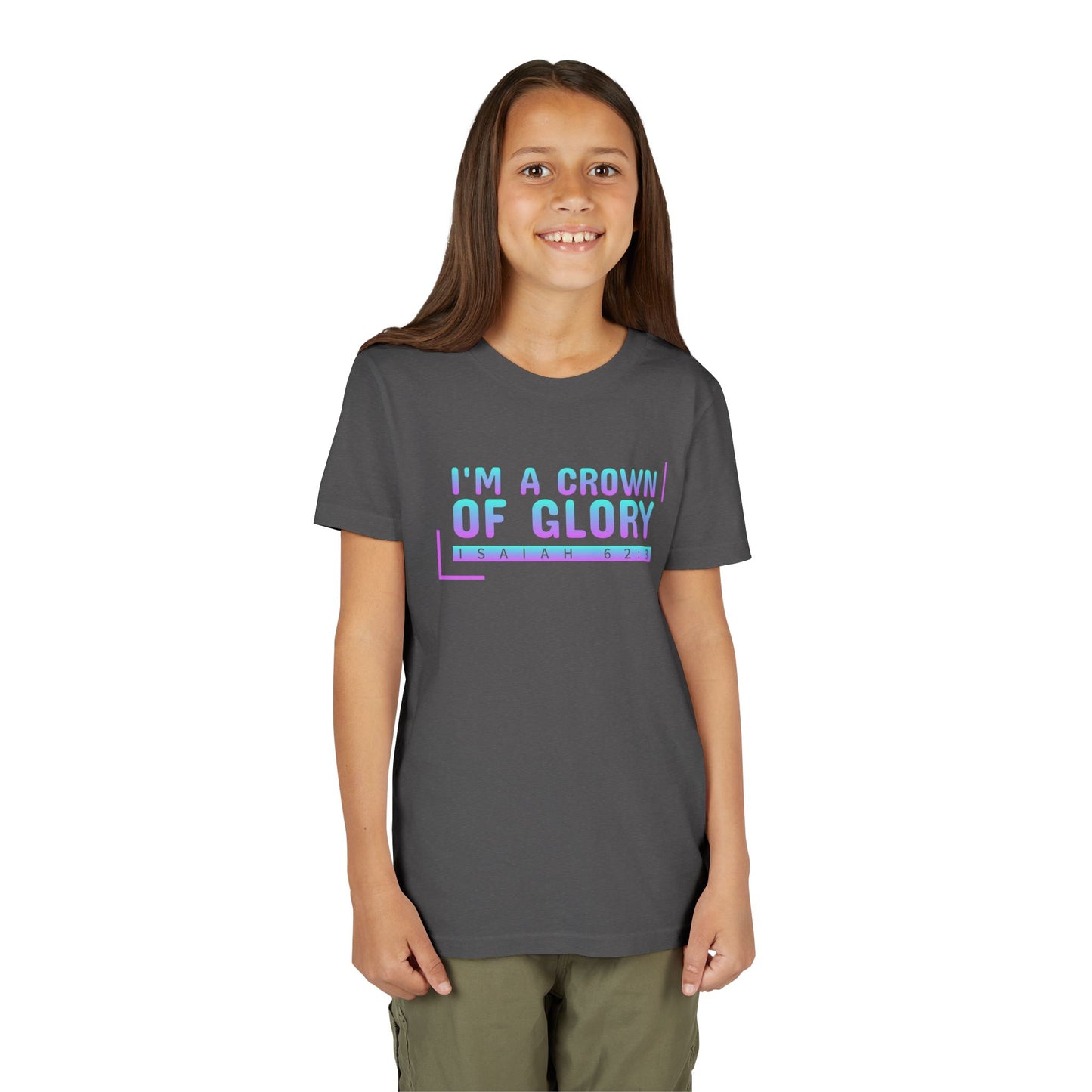 Inspirational Youth Short Sleeve Tee - "I'm a Crown of Glory" - Isaiah 62:3
