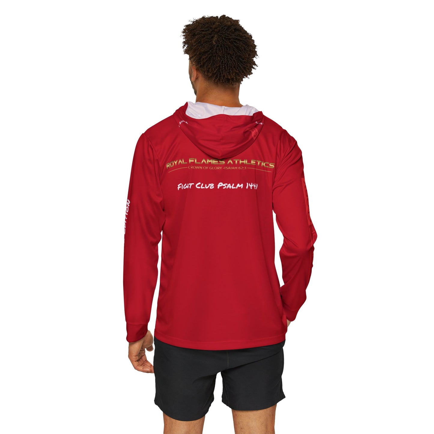 Red Royal Flames Athletics Fight Club Psalm 144:1 Combat Sports Warmup Hoodie - Davis Special Edition
