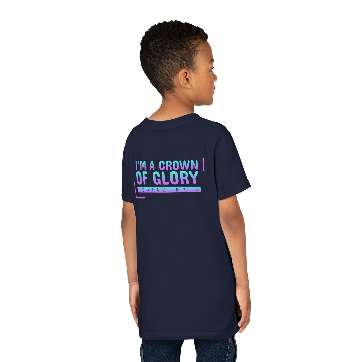Inspirational Youth Short Sleeve Tee - "I'm a Crown of Glory" - Isaiah 62:3