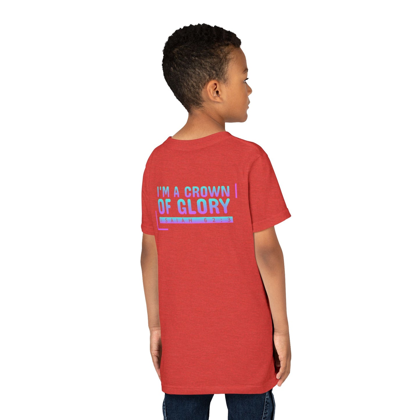 Inspirational Youth Short Sleeve Tee - "I'm a Crown of Glory" - Isaiah 62:3