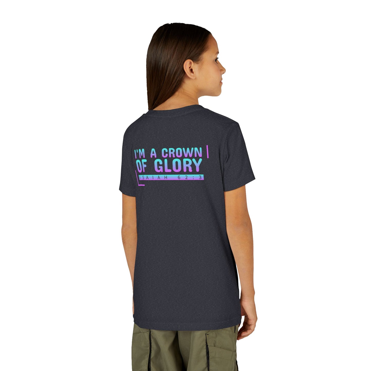 Inspirational Youth Short Sleeve Tee - "I'm a Crown of Glory" - Isaiah 62:3