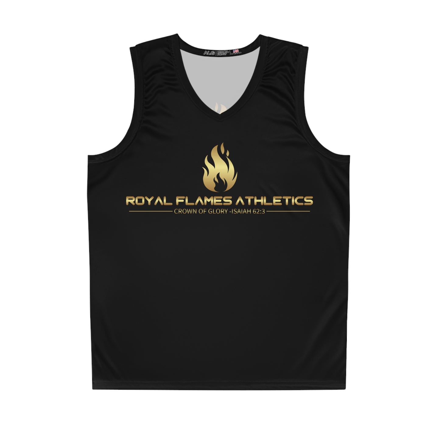 Royal Flames Basketball Jersey, Stylish Sportswear, Gym Outfit, Gift for Athletes, Black Jersey with Gold Design