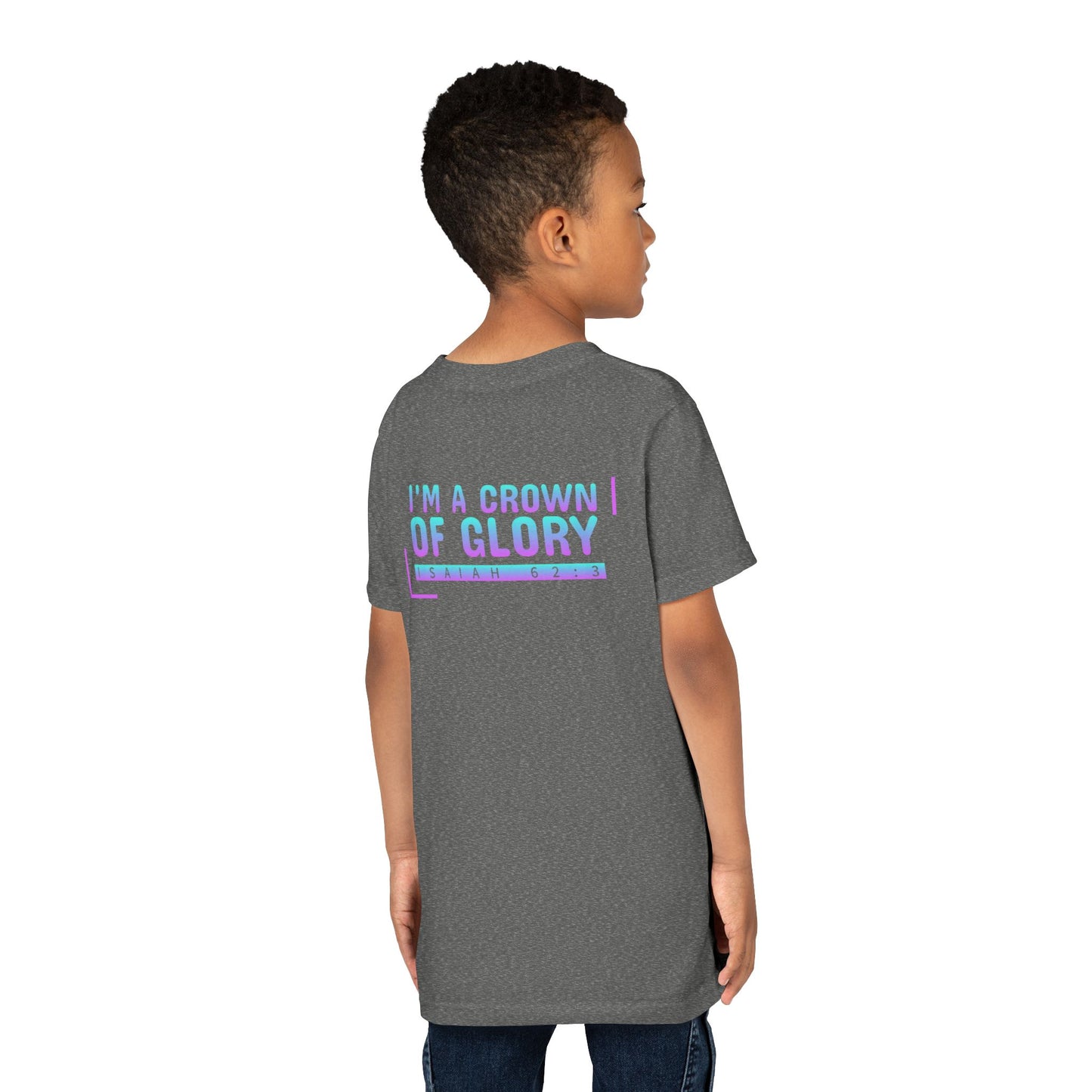 Inspirational Youth Short Sleeve Tee - "I'm a Crown of Glory" - Isaiah 62:3