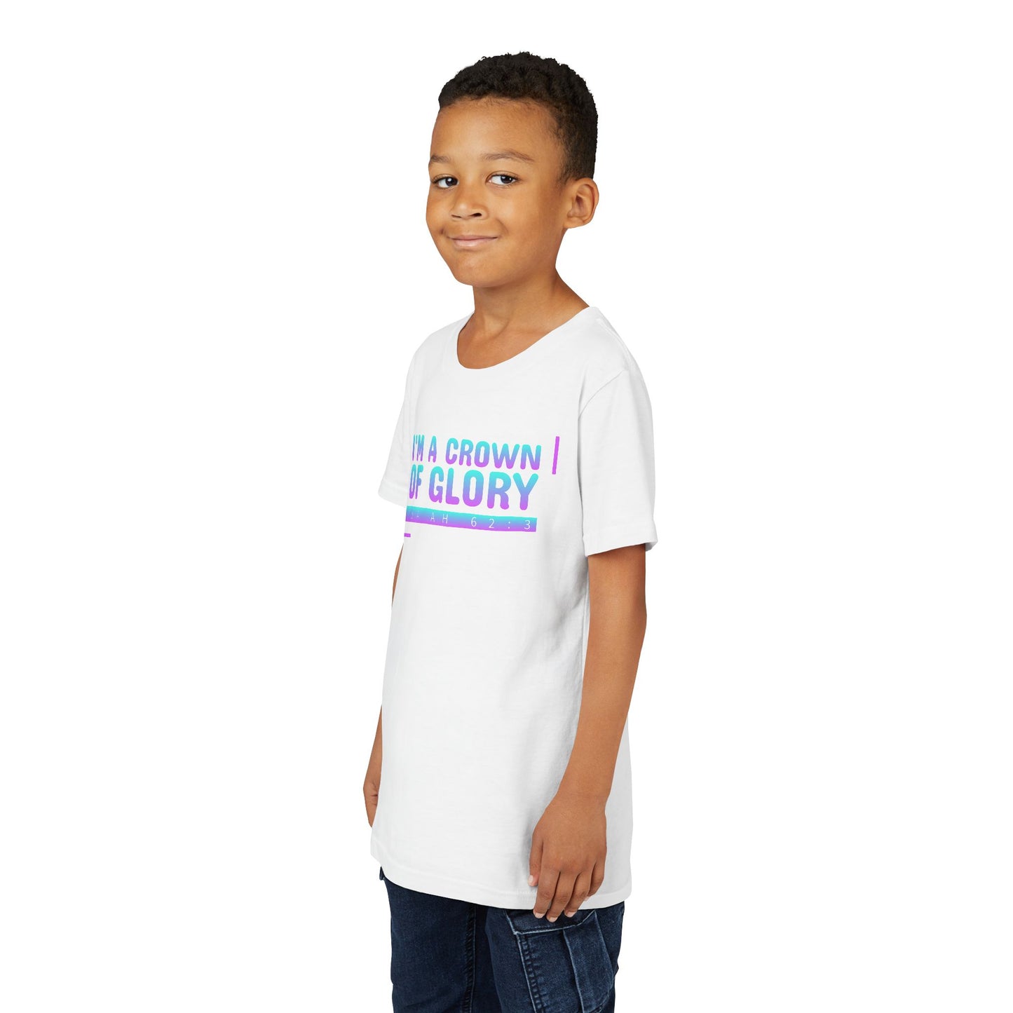 Inspirational Youth Short Sleeve Tee - "I'm a Crown of Glory" - Isaiah 62:3