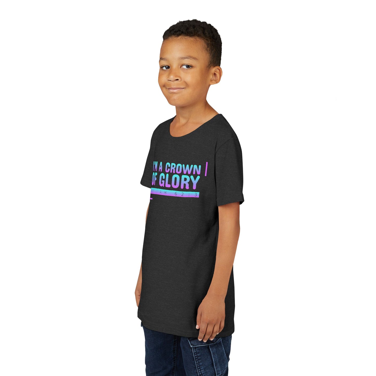 Inspirational Youth Short Sleeve Tee - "I'm a Crown of Glory" - Isaiah 62:3