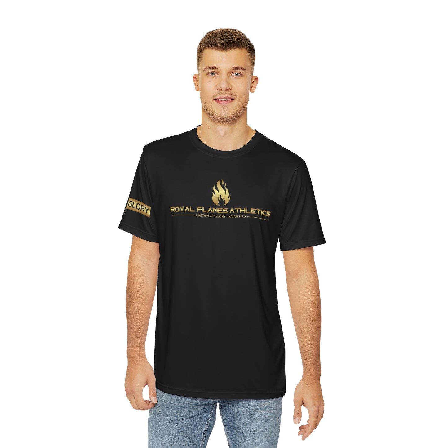 Men's Athletic Polyester Tee - Royal Flames Design