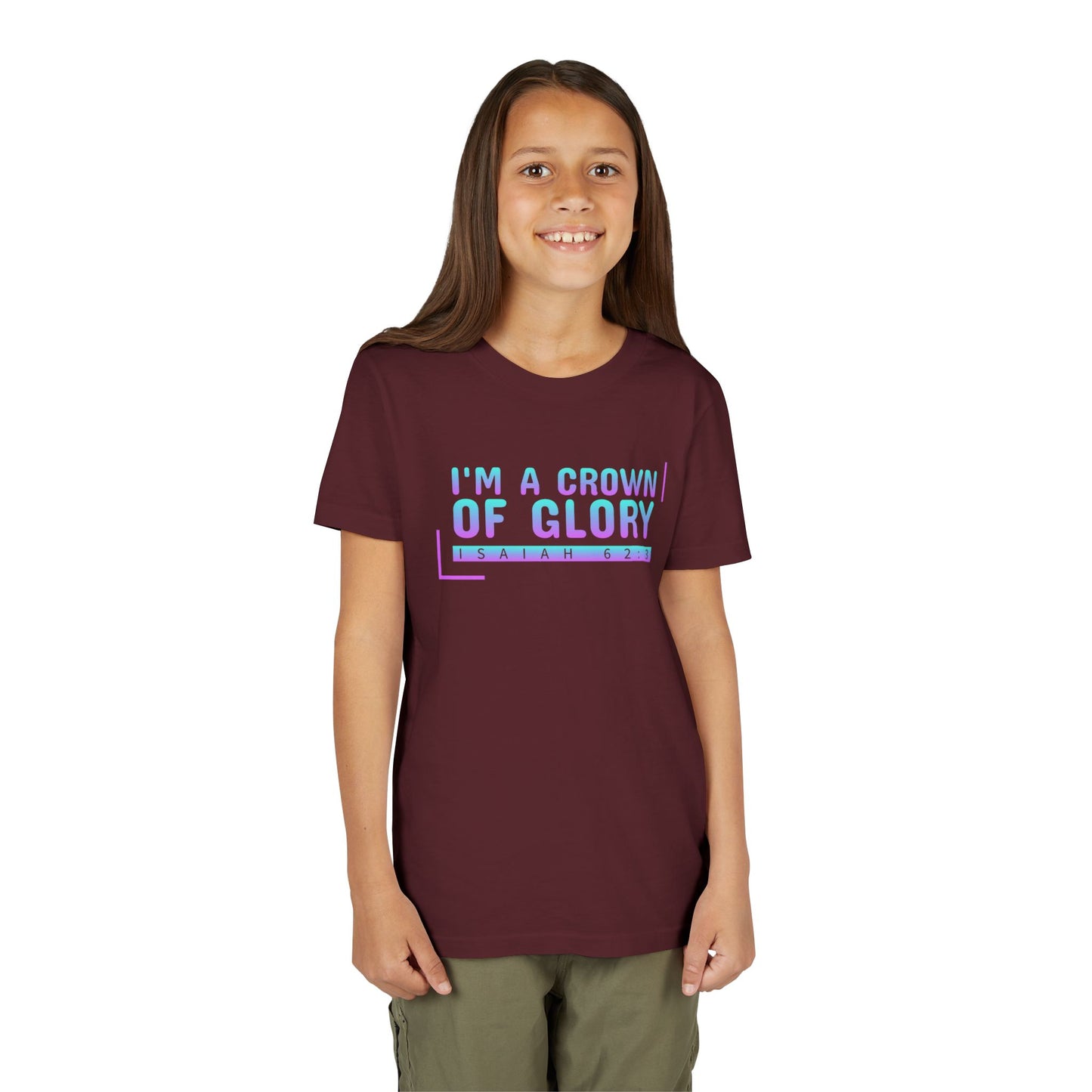 Inspirational Youth Short Sleeve Tee - "I'm a Crown of Glory" - Isaiah 62:3