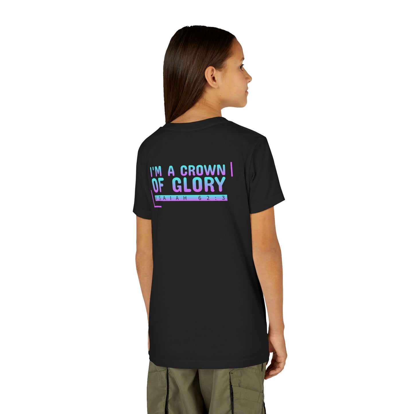 Inspirational Youth Short Sleeve Tee - "I'm a Crown of Glory" - Isaiah 62:3