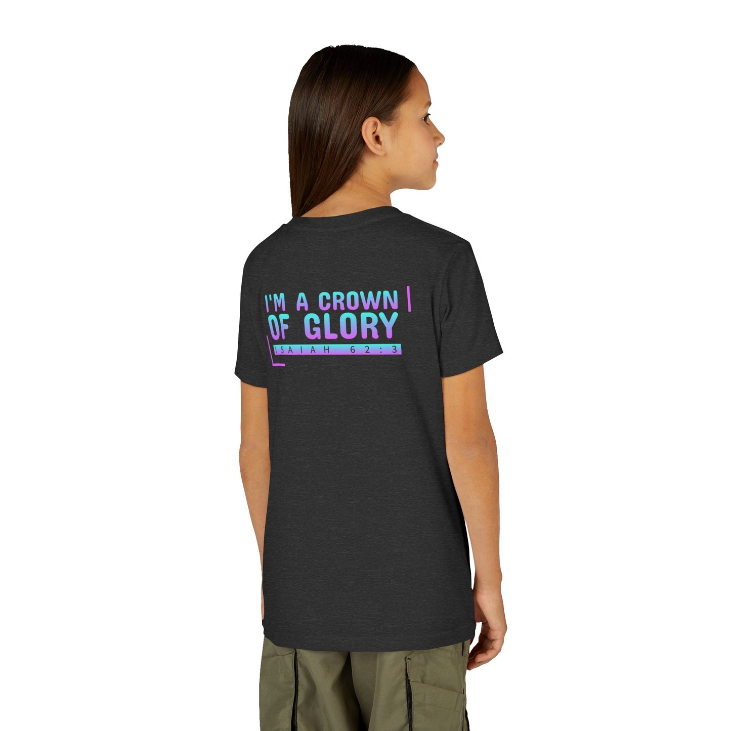 Inspirational Youth Short Sleeve Tee - "I'm a Crown of Glory" - Isaiah 62:3