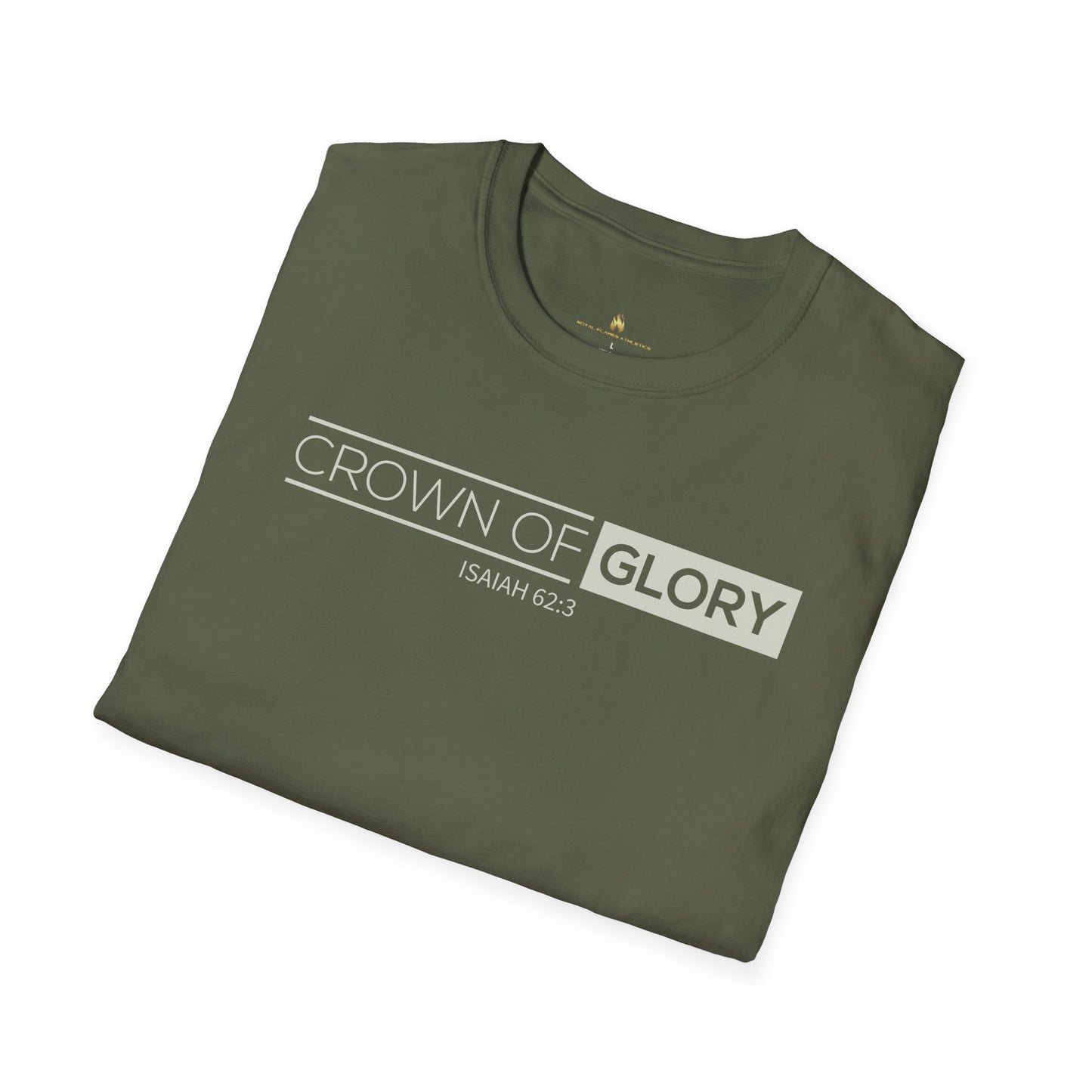 Crown of Glory T‑Shirt — "Built Different" Military Green Inspirational Tee (Isaiah 62:3)