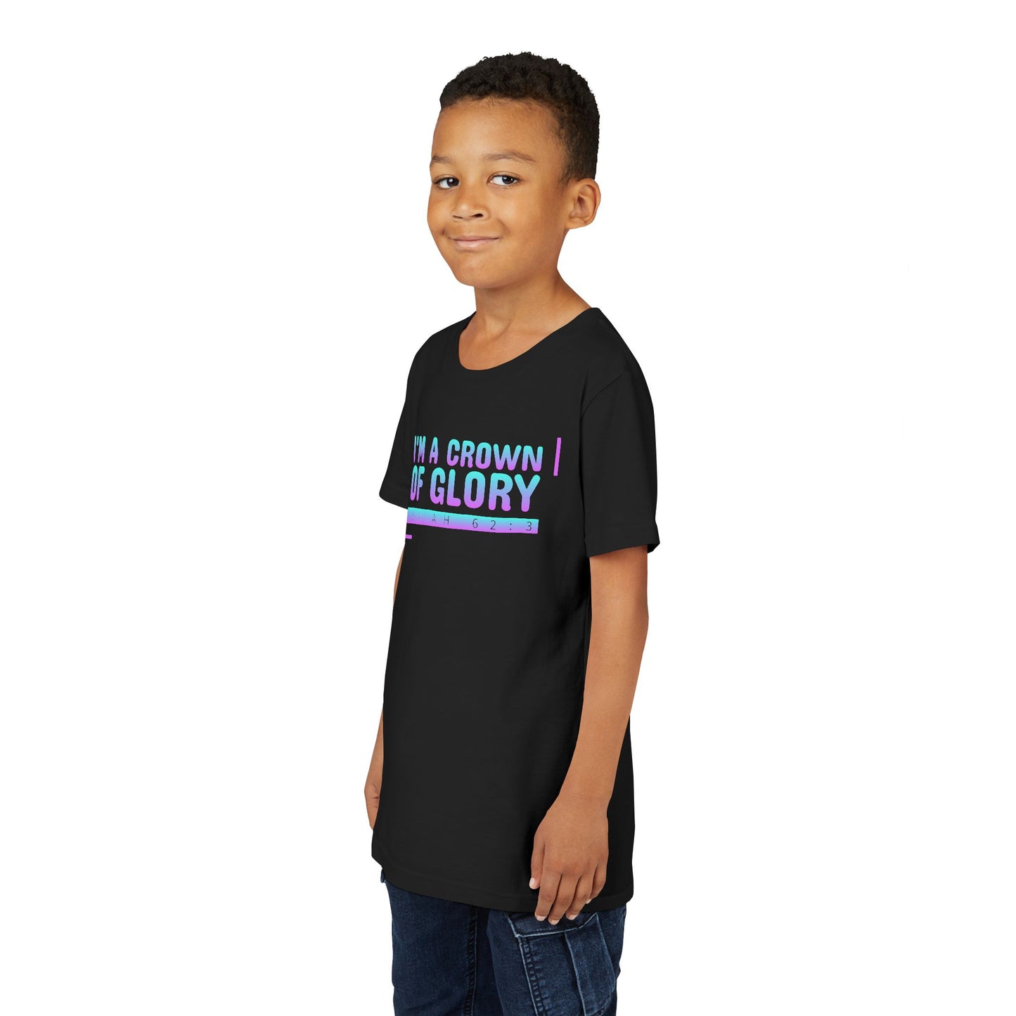Inspirational Youth Short Sleeve Tee - "I'm a Crown of Glory" - Isaiah 62:3