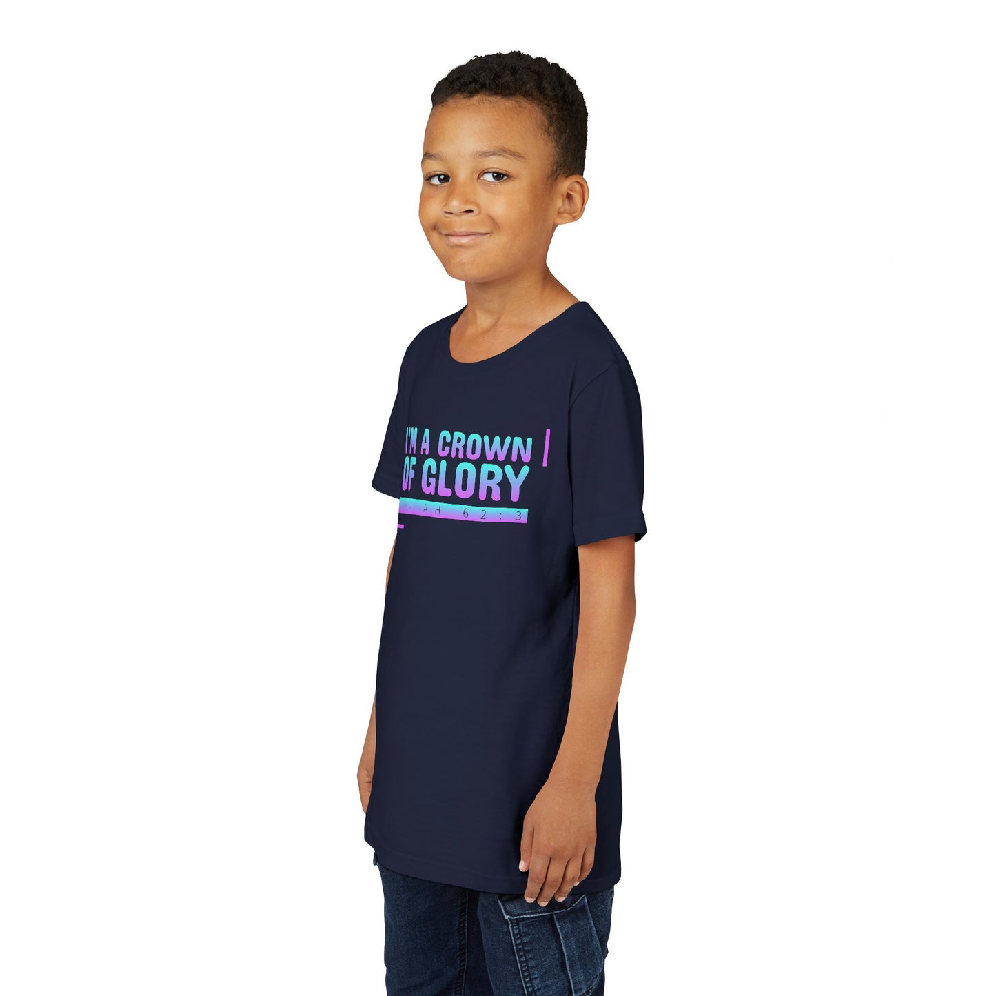 Inspirational Youth Short Sleeve Tee - "I'm a Crown of Glory" - Isaiah 62:3