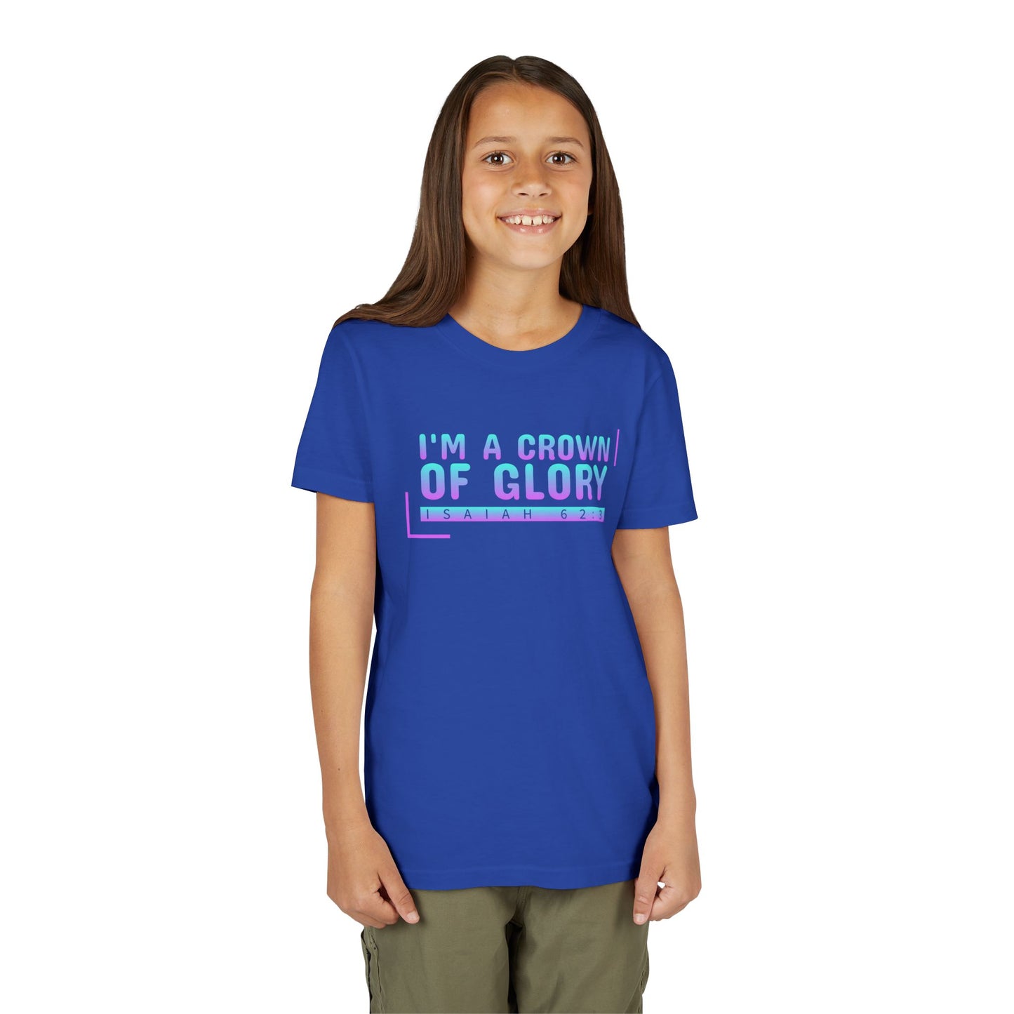 Inspirational Youth Short Sleeve Tee - "I'm a Crown of Glory" - Isaiah 62:3