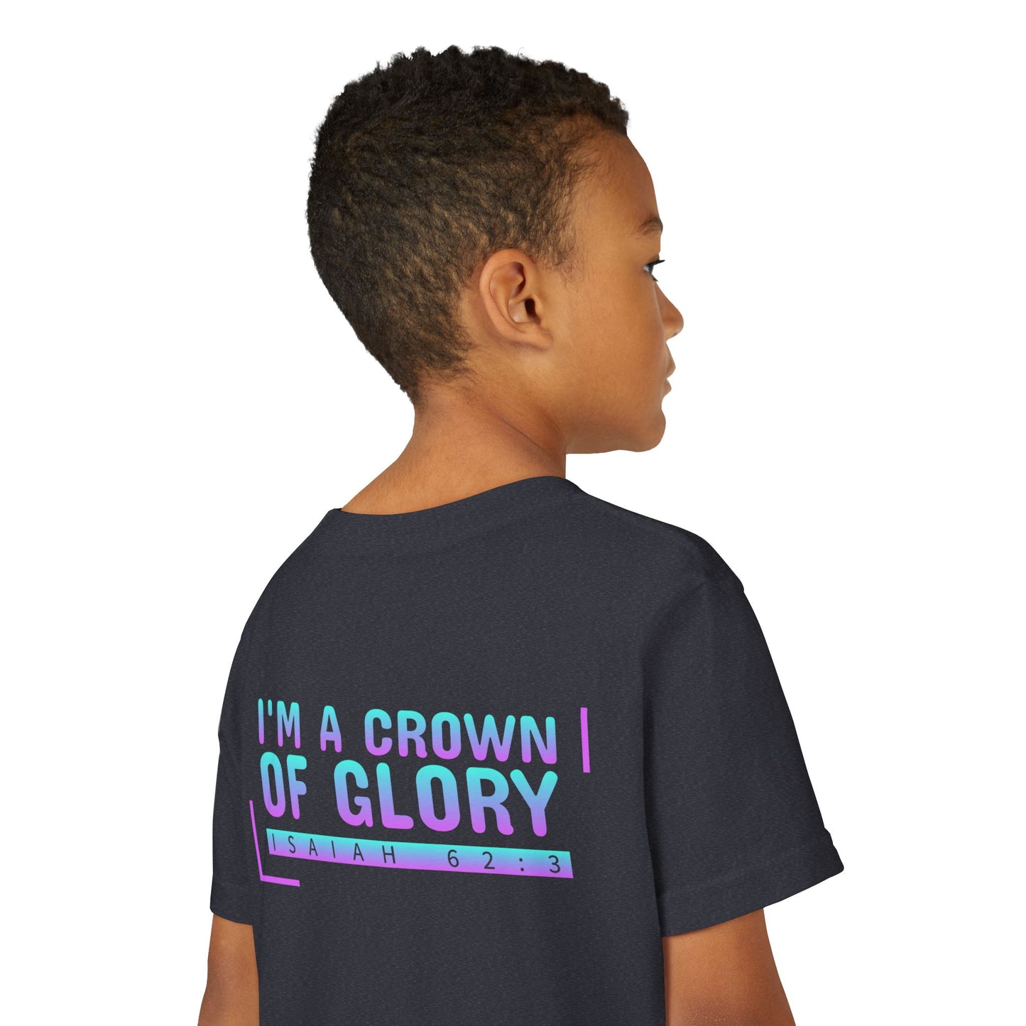 Inspirational Youth Short Sleeve Tee - "I'm a Crown of Glory" - Isaiah 62:3