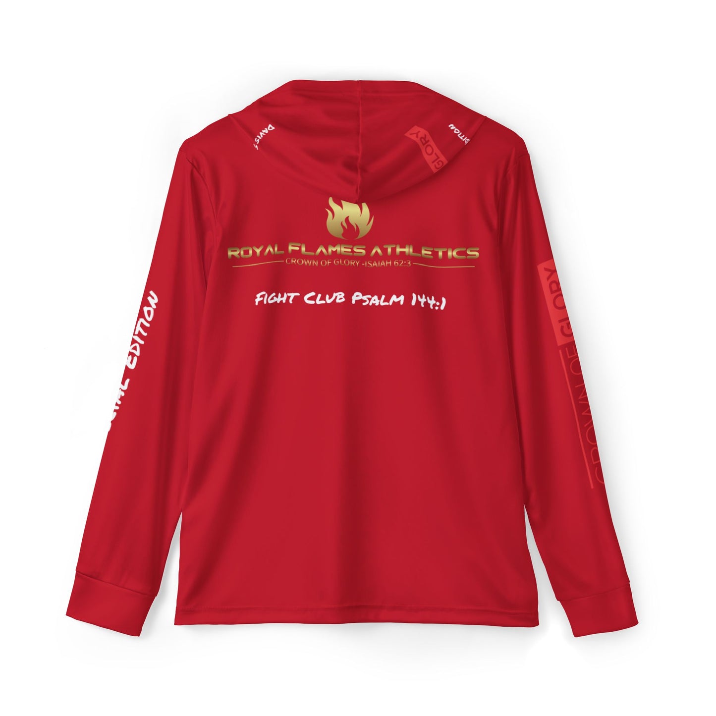 Red Royal Flames Athletics Fight Club Psalm 144:1 Combat Sports Warmup Hoodie - Davis Special Edition