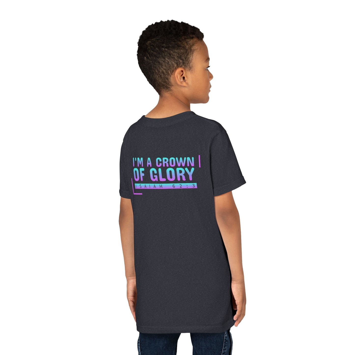 Inspirational Youth Short Sleeve Tee - "I'm a Crown of Glory" - Isaiah 62:3