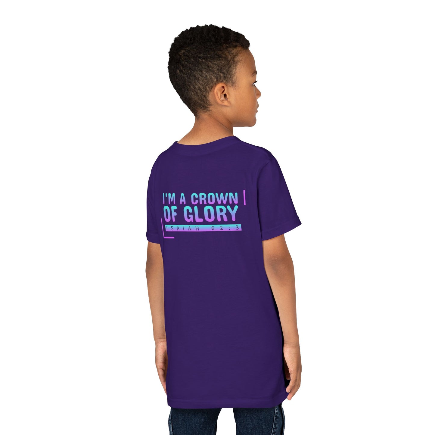 Inspirational Youth Short Sleeve Tee - "I'm a Crown of Glory" - Isaiah 62:3