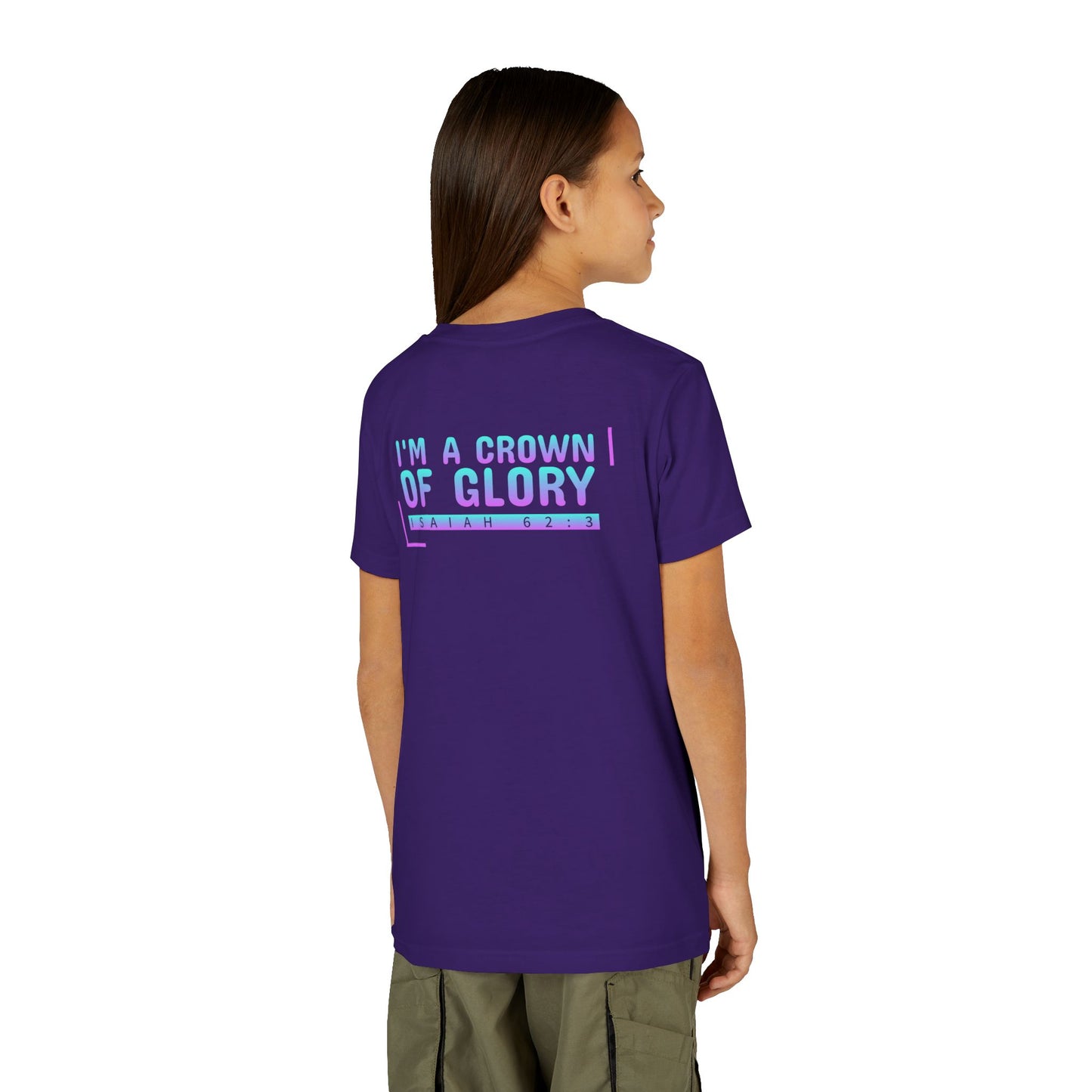 Inspirational Youth Short Sleeve Tee - "I'm a Crown of Glory" - Isaiah 62:3