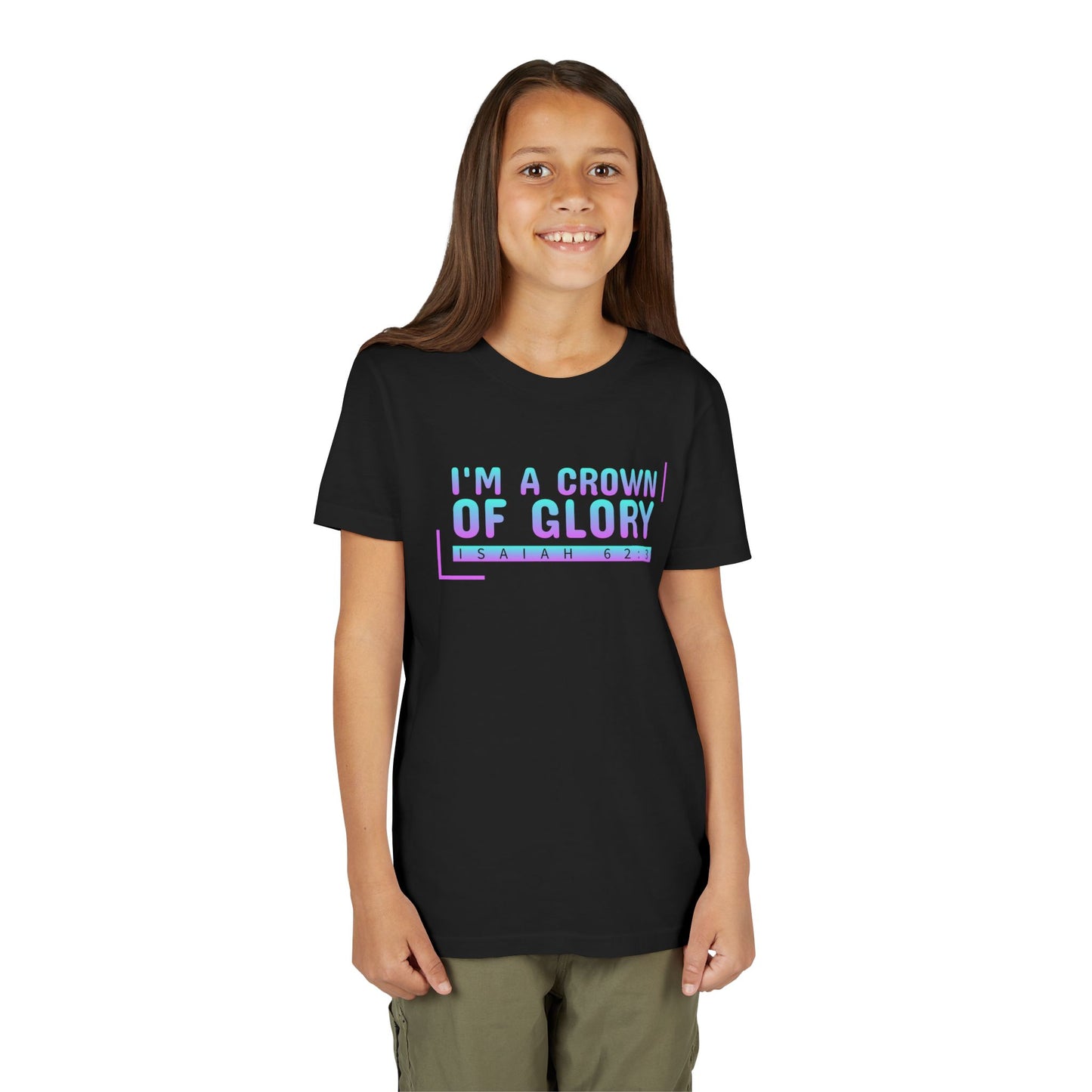 Inspirational Youth Short Sleeve Tee - "I'm a Crown of Glory" - Isaiah 62:3