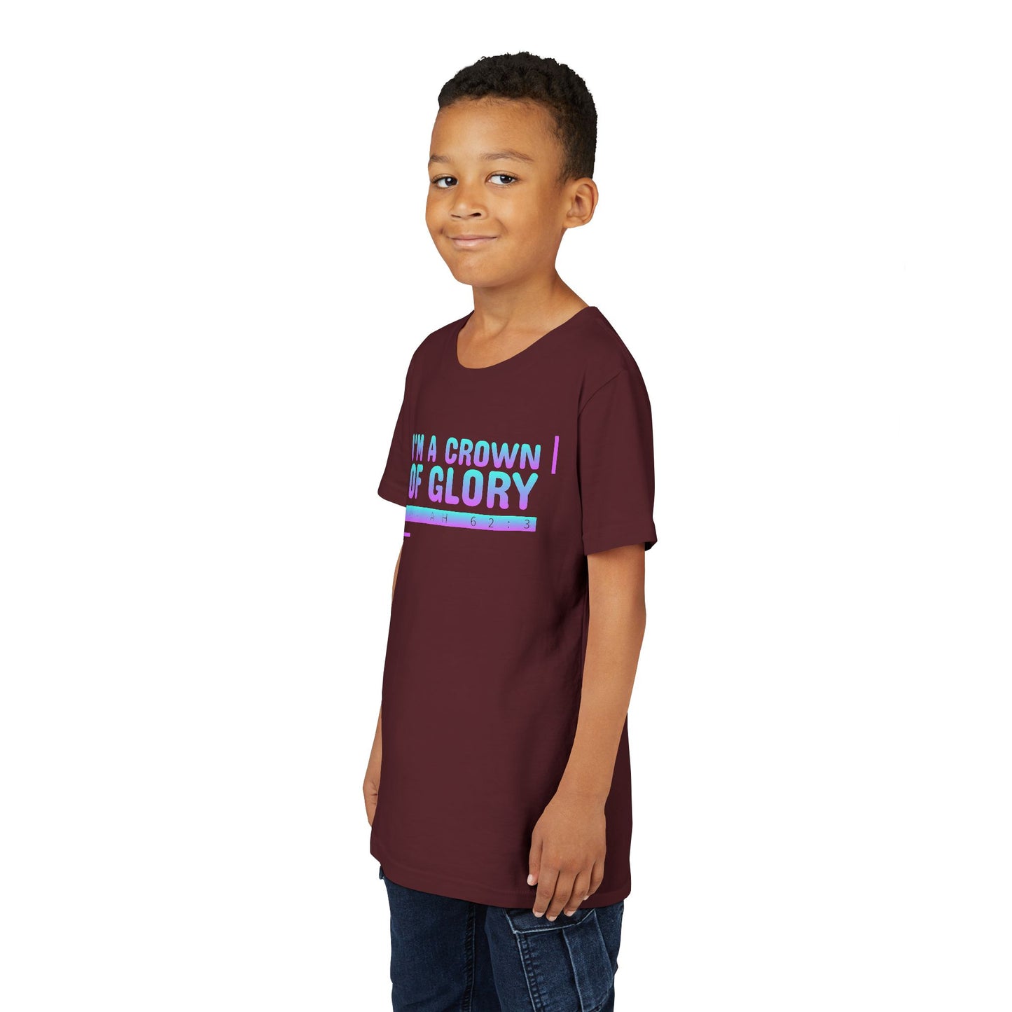 Inspirational Youth Short Sleeve Tee - "I'm a Crown of Glory" - Isaiah 62:3