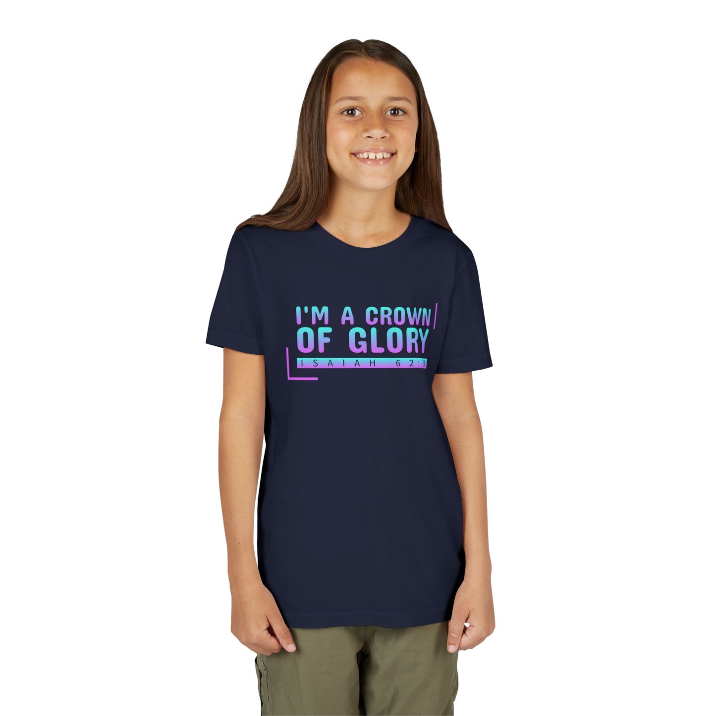 Inspirational Youth Short Sleeve Tee - "I'm a Crown of Glory" - Isaiah 62:3
