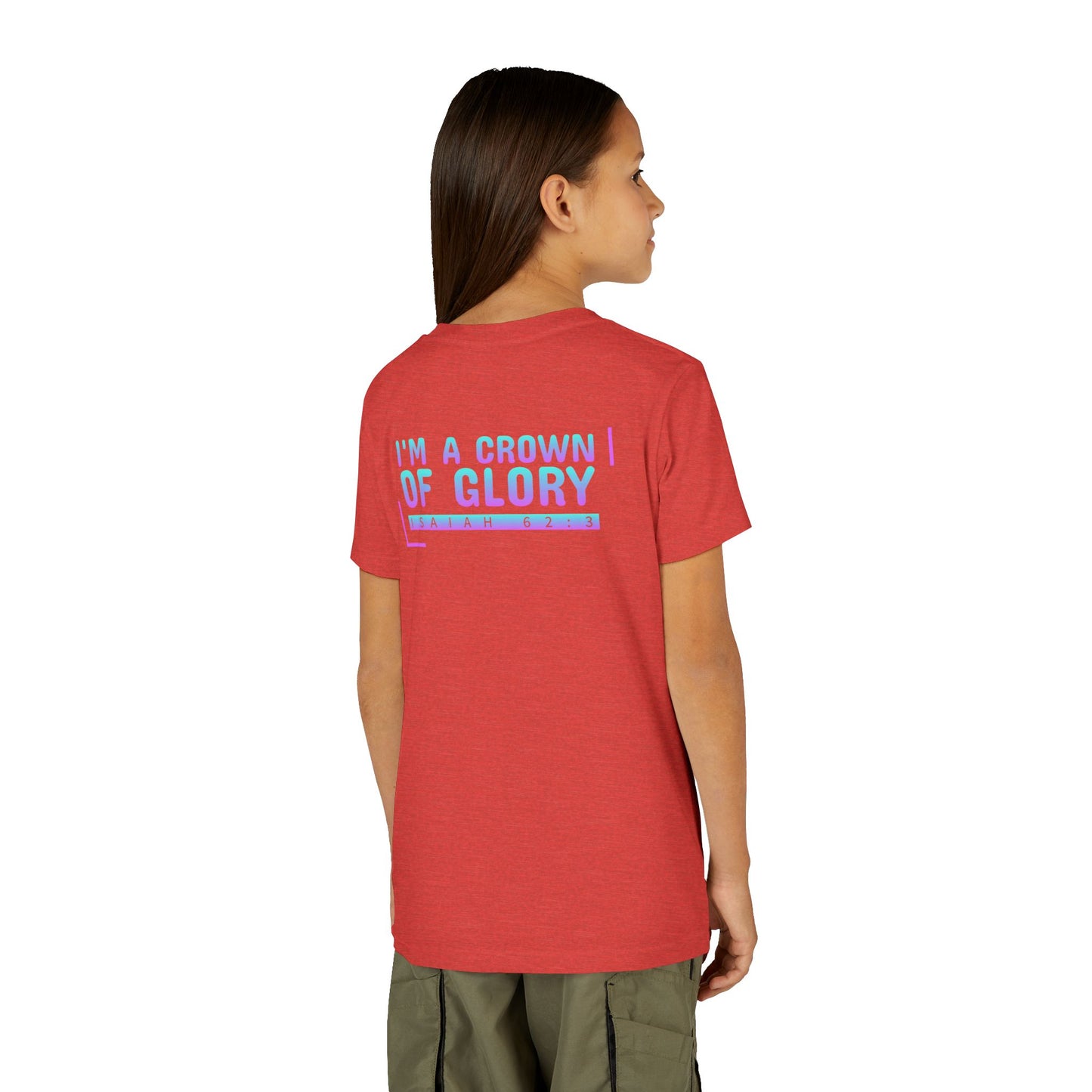 Inspirational Youth Short Sleeve Tee - "I'm a Crown of Glory" - Isaiah 62:3