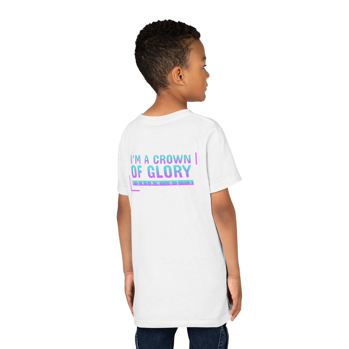 Inspirational Youth Short Sleeve Tee - "I'm a Crown of Glory" - Isaiah 62:3