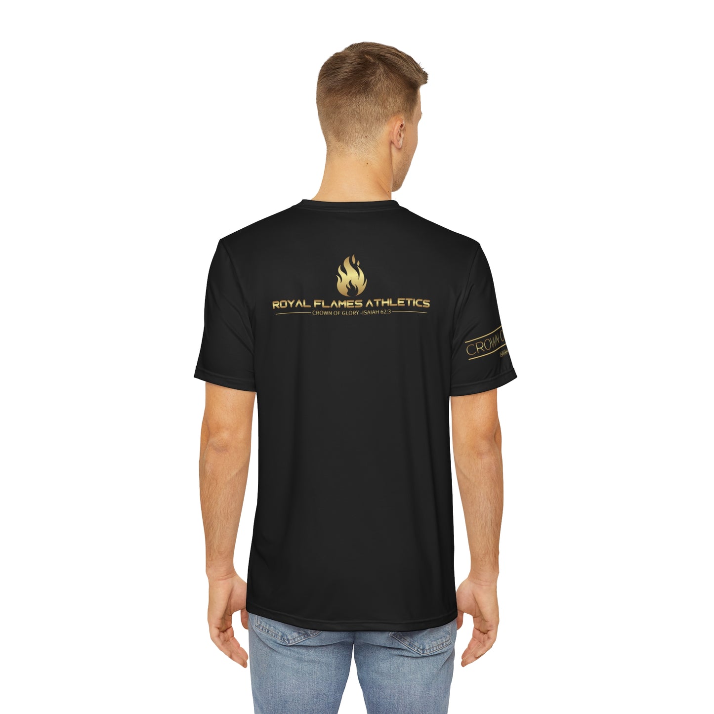 Men's Athletic Polyester Tee - Royal Flames Design
