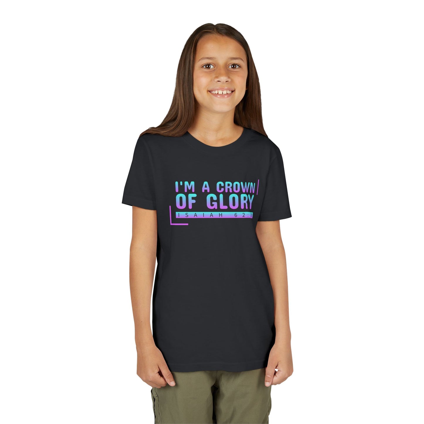 Inspirational Youth Short Sleeve Tee - "I'm a Crown of Glory" - Isaiah 62:3