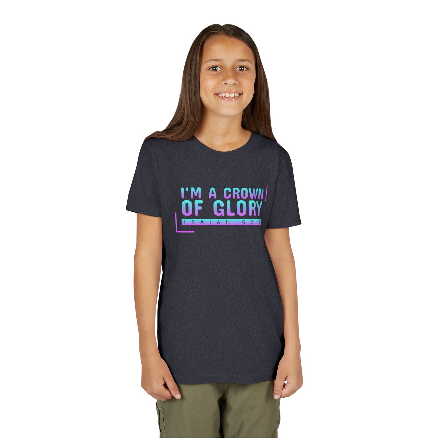 Inspirational Youth Short Sleeve Tee - "I'm a Crown of Glory" - Isaiah 62:3