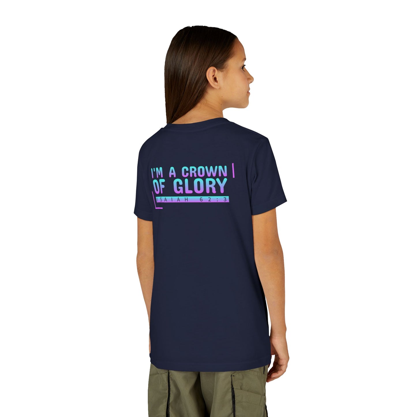 Inspirational Youth Short Sleeve Tee - "I'm a Crown of Glory" - Isaiah 62:3