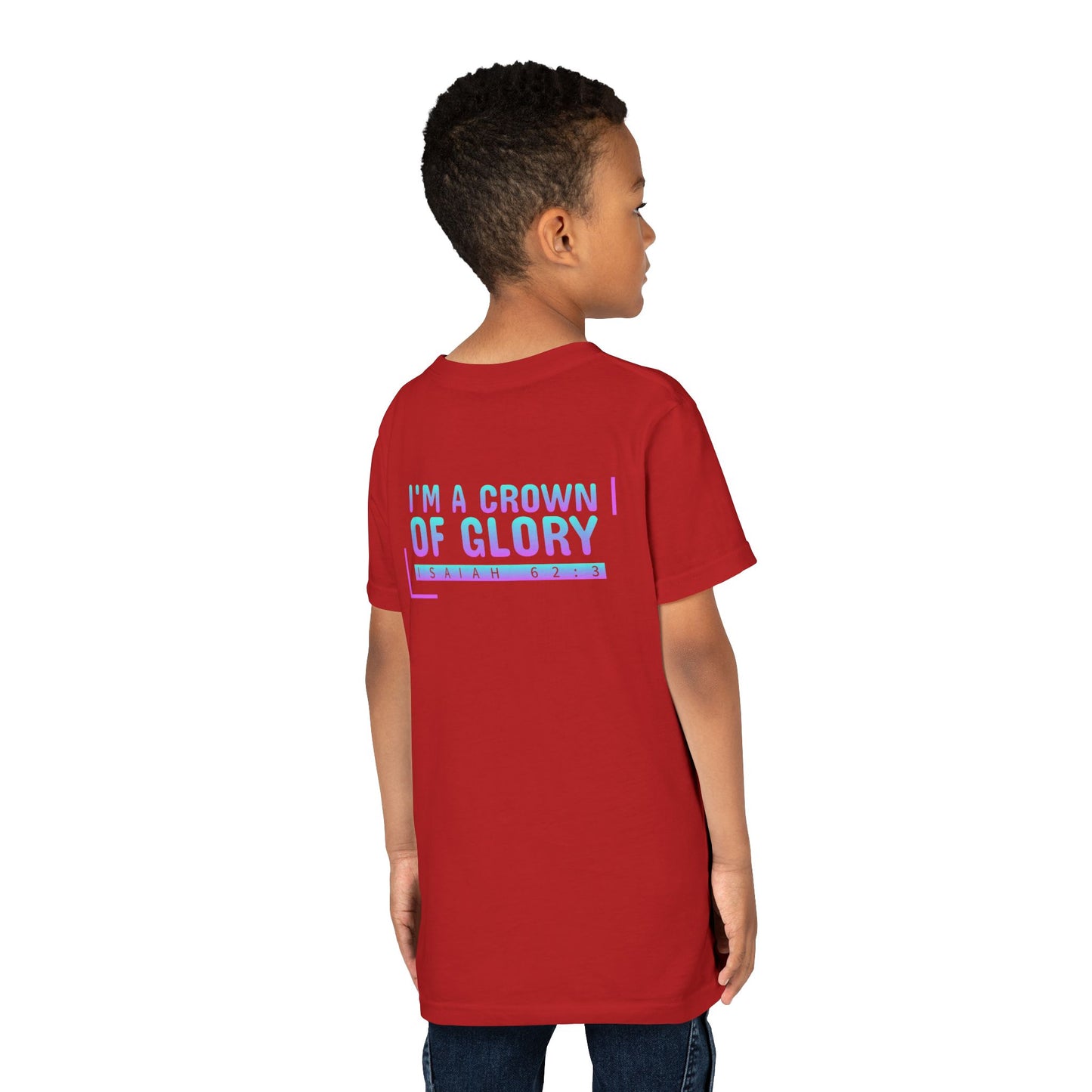 Inspirational Youth Short Sleeve Tee - "I'm a Crown of Glory" - Isaiah 62:3