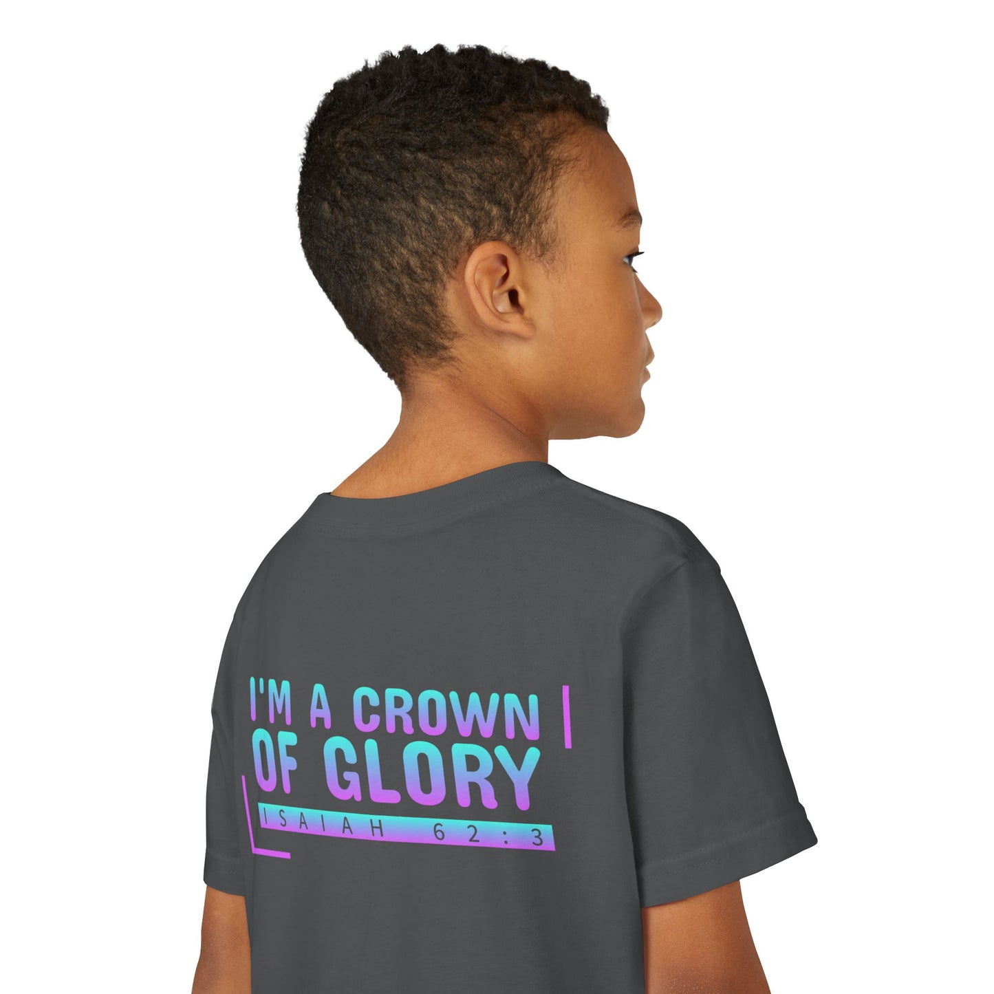 Inspirational Youth Short Sleeve Tee - "I'm a Crown of Glory" - Isaiah 62:3