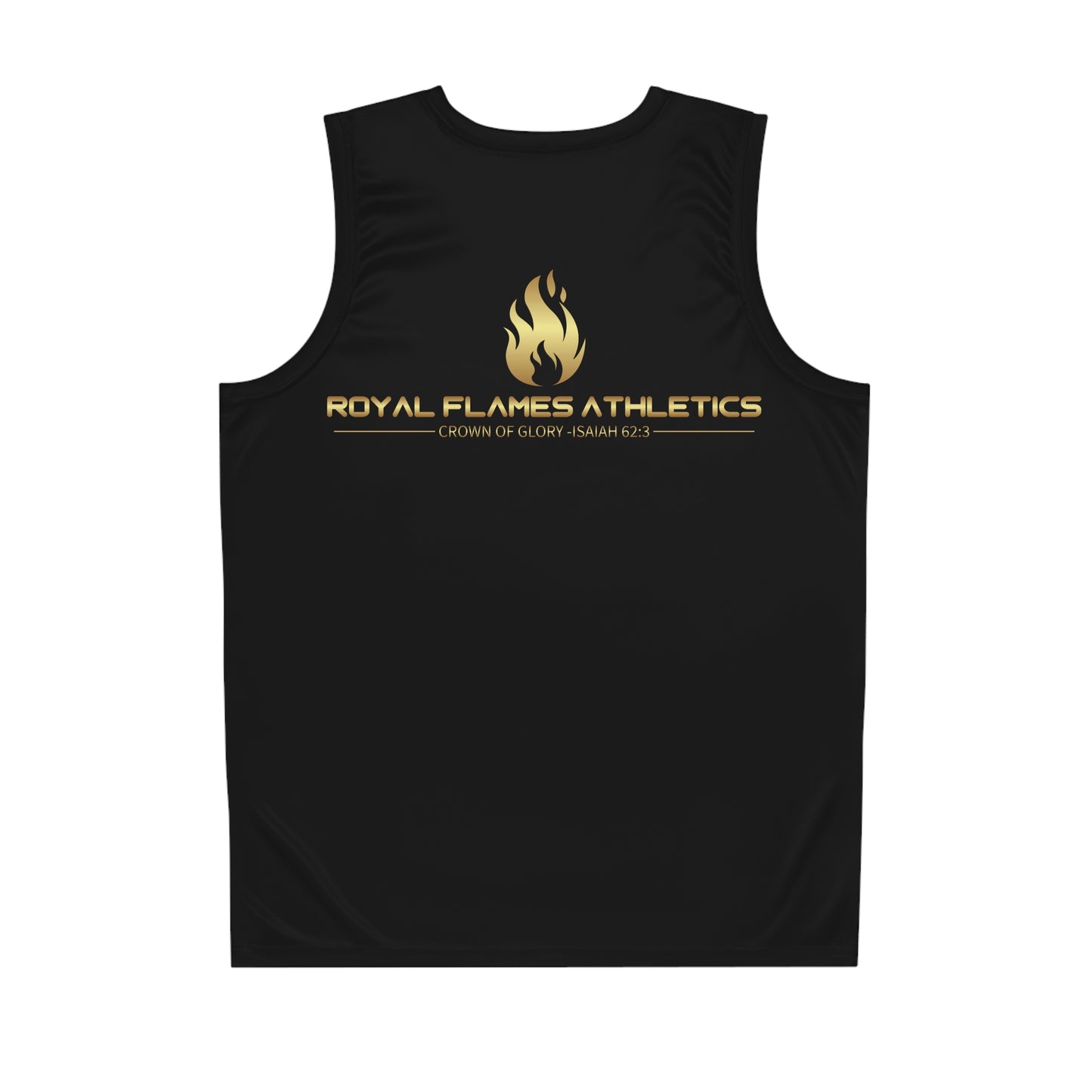 Royal Flames Basketball Jersey, Stylish Sportswear, Gym Outfit, Gift for Athletes, Black Jersey with Gold Design