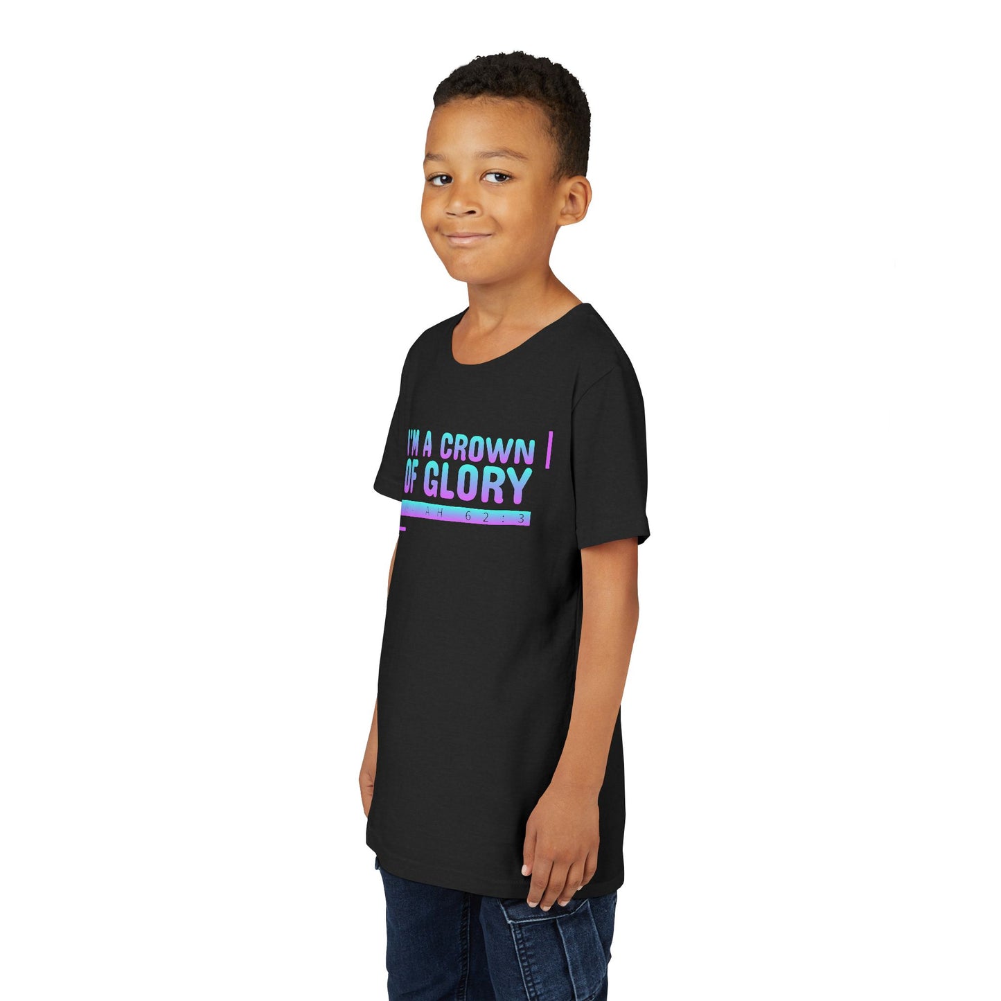Inspirational Youth Short Sleeve Tee - "I'm a Crown of Glory" - Isaiah 62:3