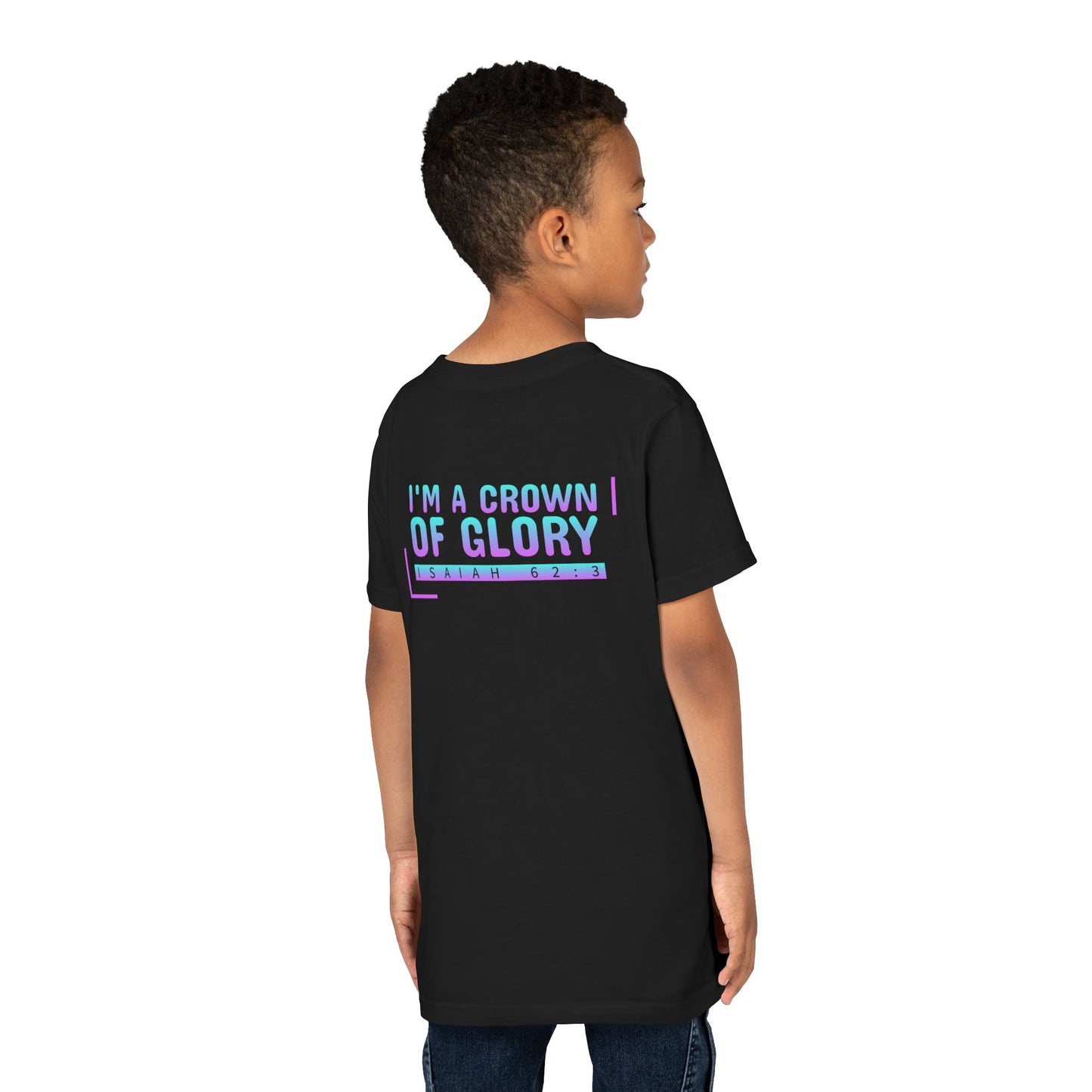 Inspirational Youth Short Sleeve Tee - "I'm a Crown of Glory" - Isaiah 62:3