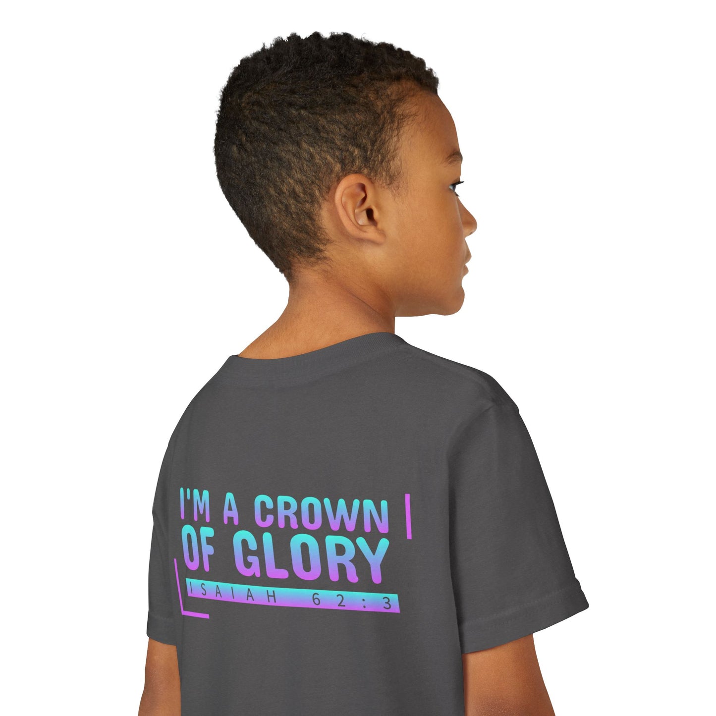 Inspirational Youth Short Sleeve Tee - "I'm a Crown of Glory" - Isaiah 62:3