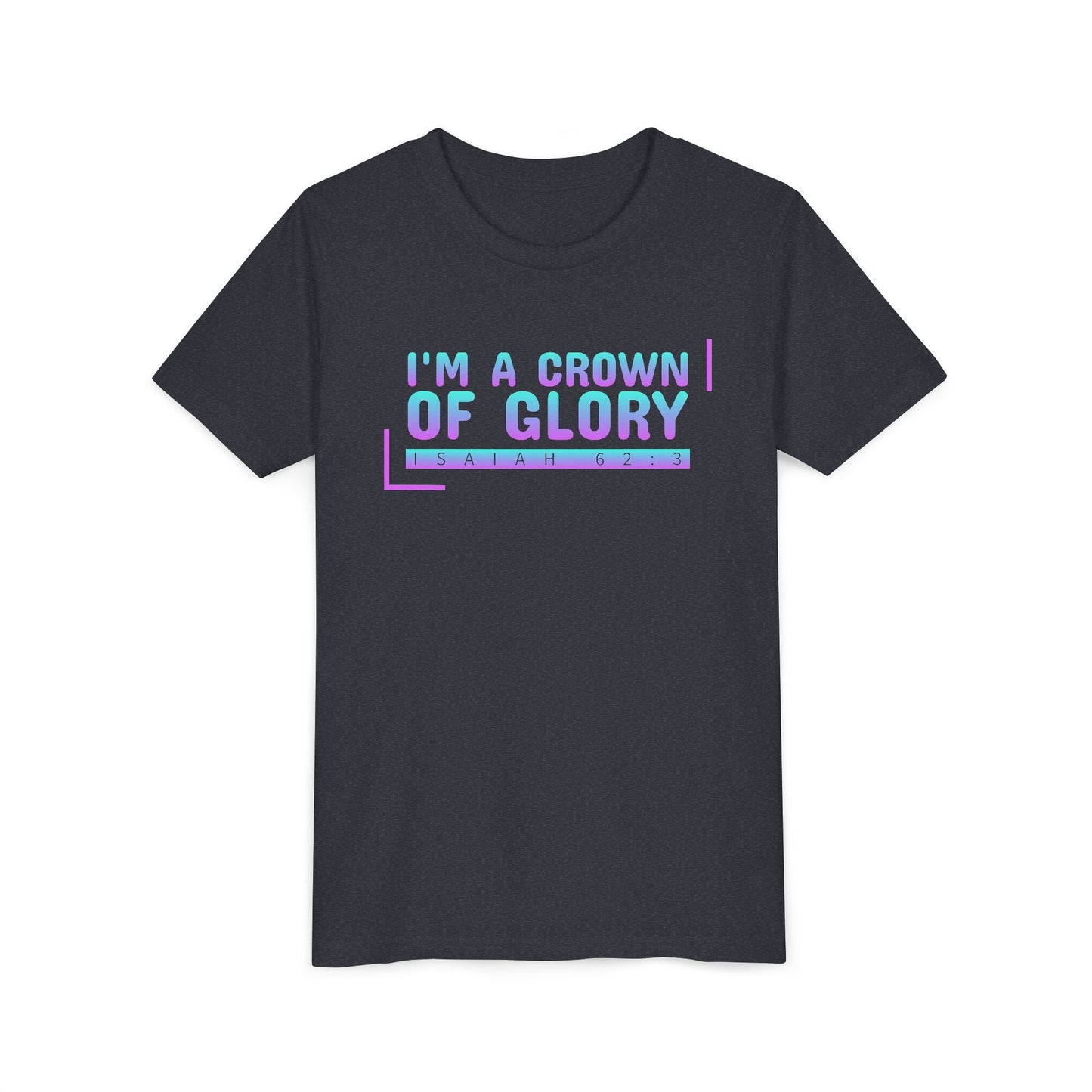 Inspirational Youth Short Sleeve Tee - "I'm a Crown of Glory" - Isaiah 62:3